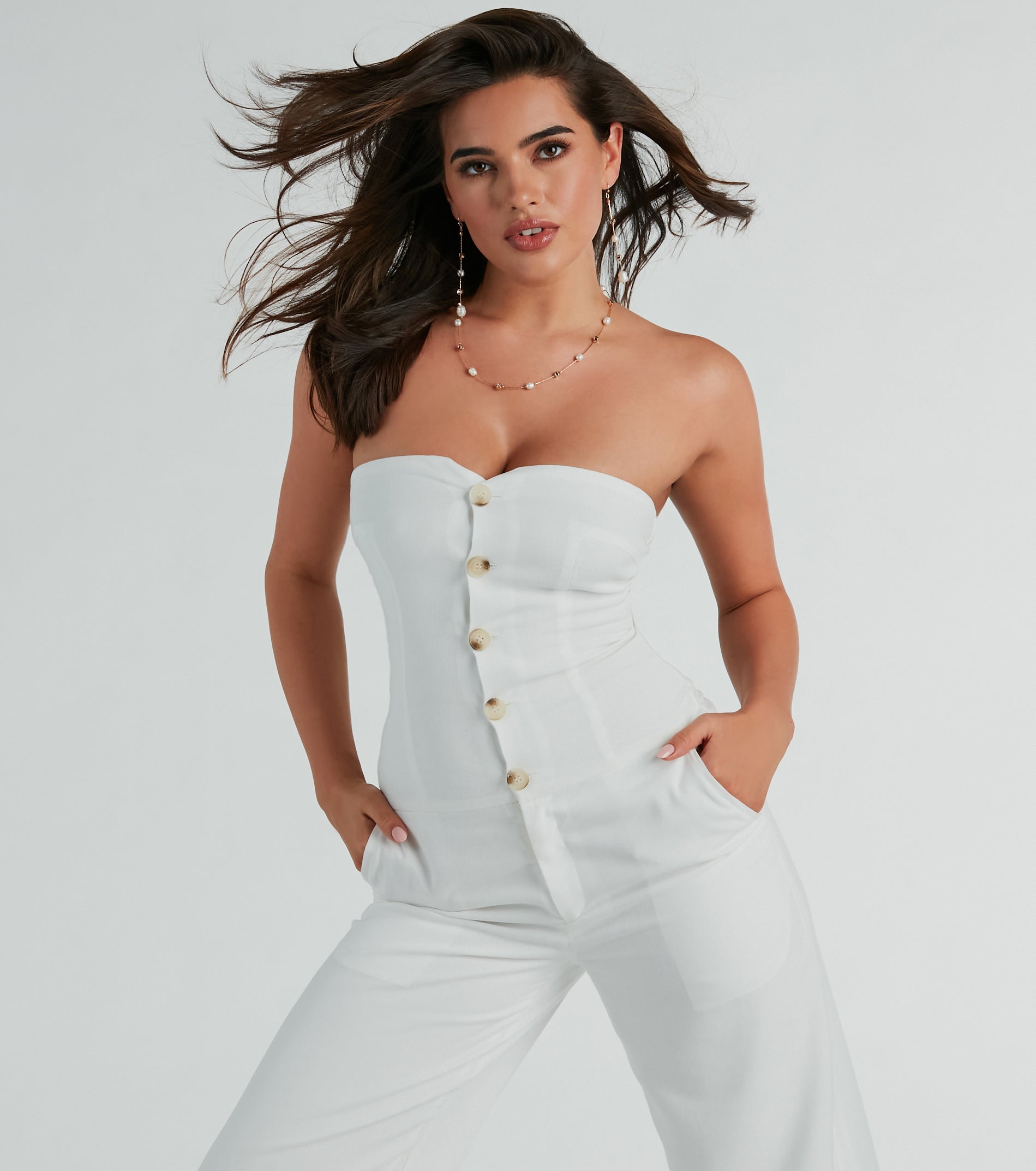 Weekend Attitude Strapless Woven Wide-Leg Jumpsuit - Image 4