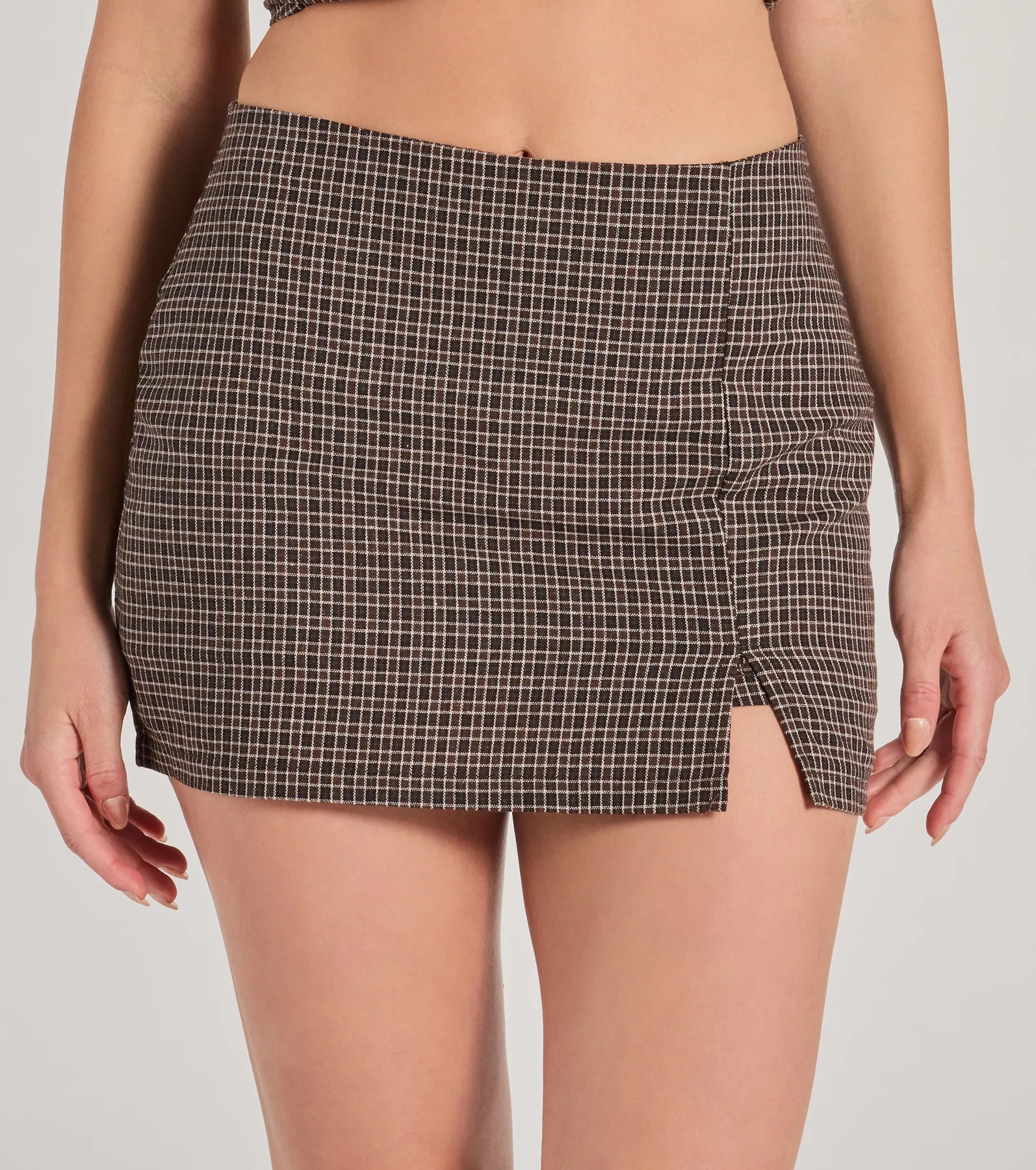 Fall For You High-Rise Plaid Slit Skort - Image 4