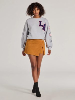 Trendy Girl Corduroy Faux Wrap Mini Skort