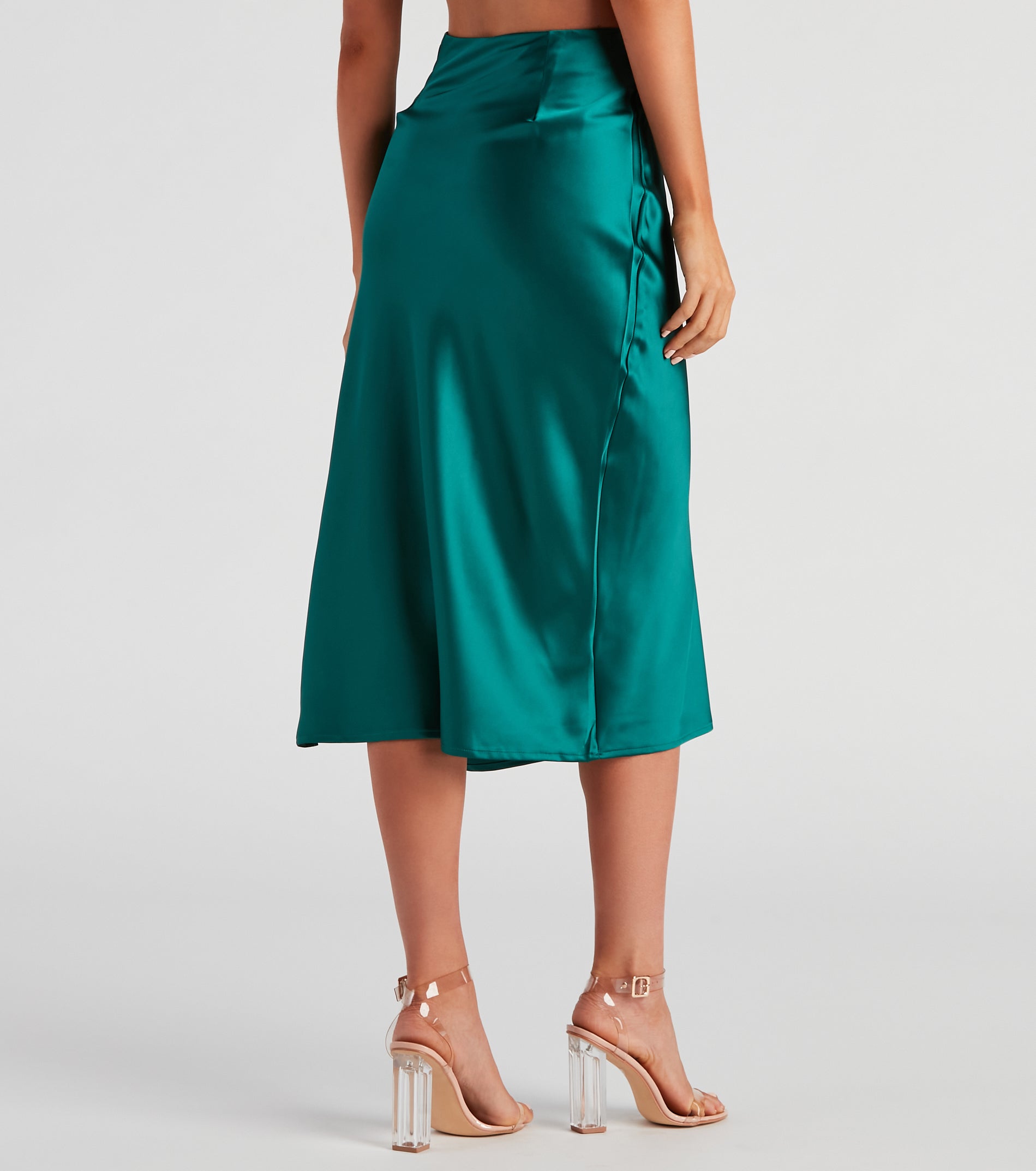Lavish Life Satin Slit Midi Skirt - Image 3