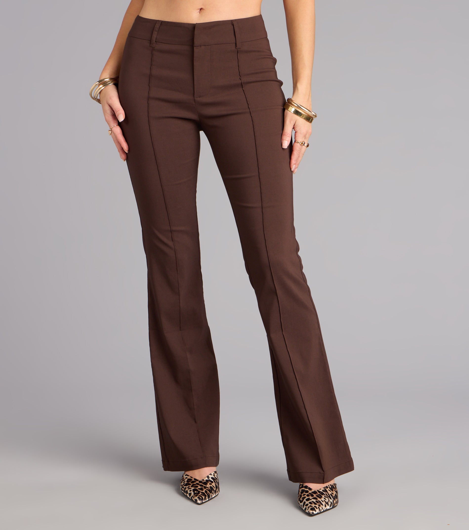 Sleek Polish High-Rise Flare Trouser Pants - Image 5