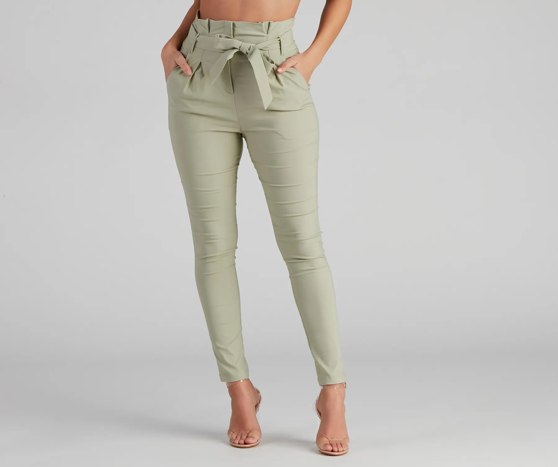 High Waist Paperbag Skinny Dress Pants - Image 6