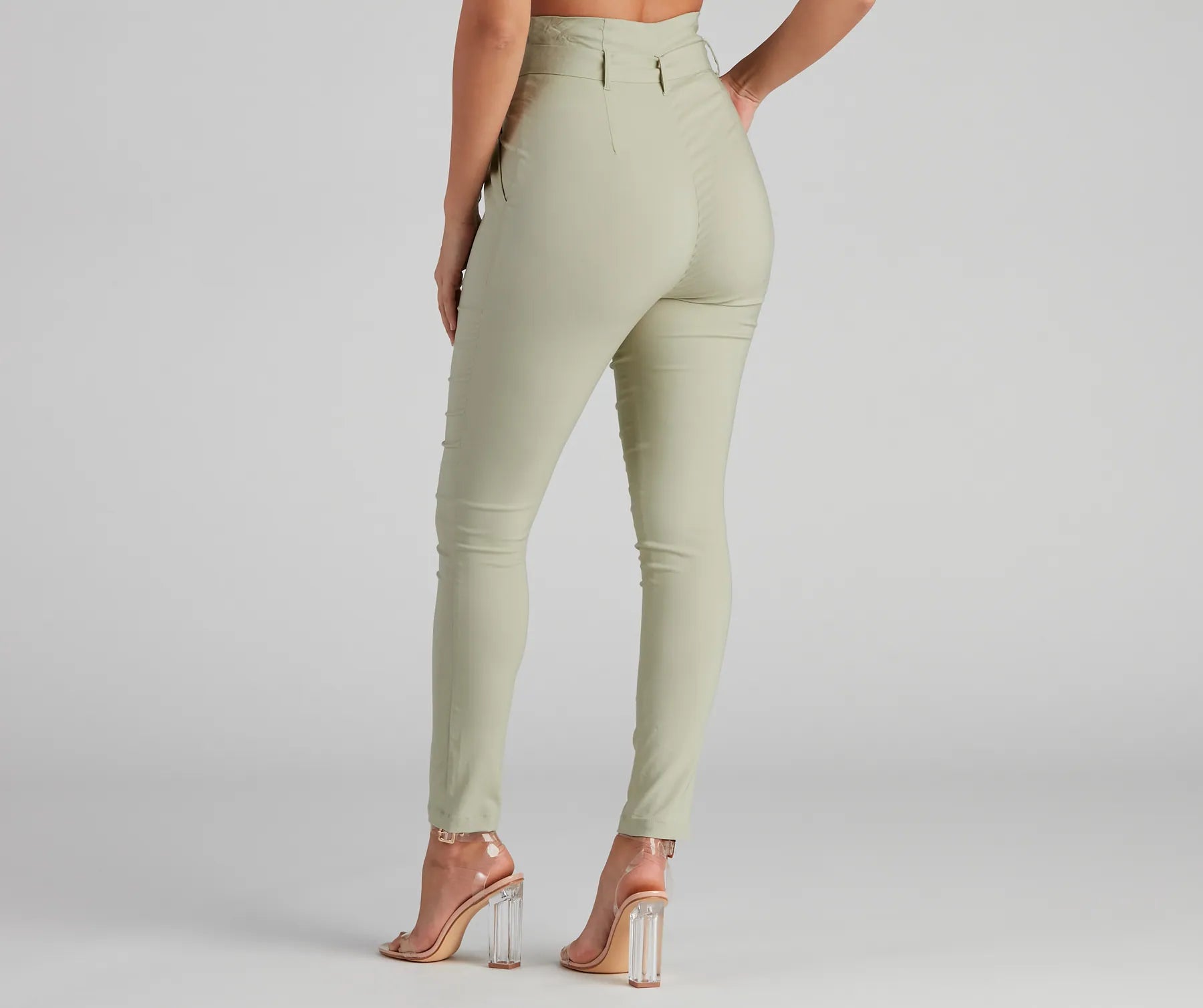 High Waist Paperbag Skinny Dress Pants - Image 7