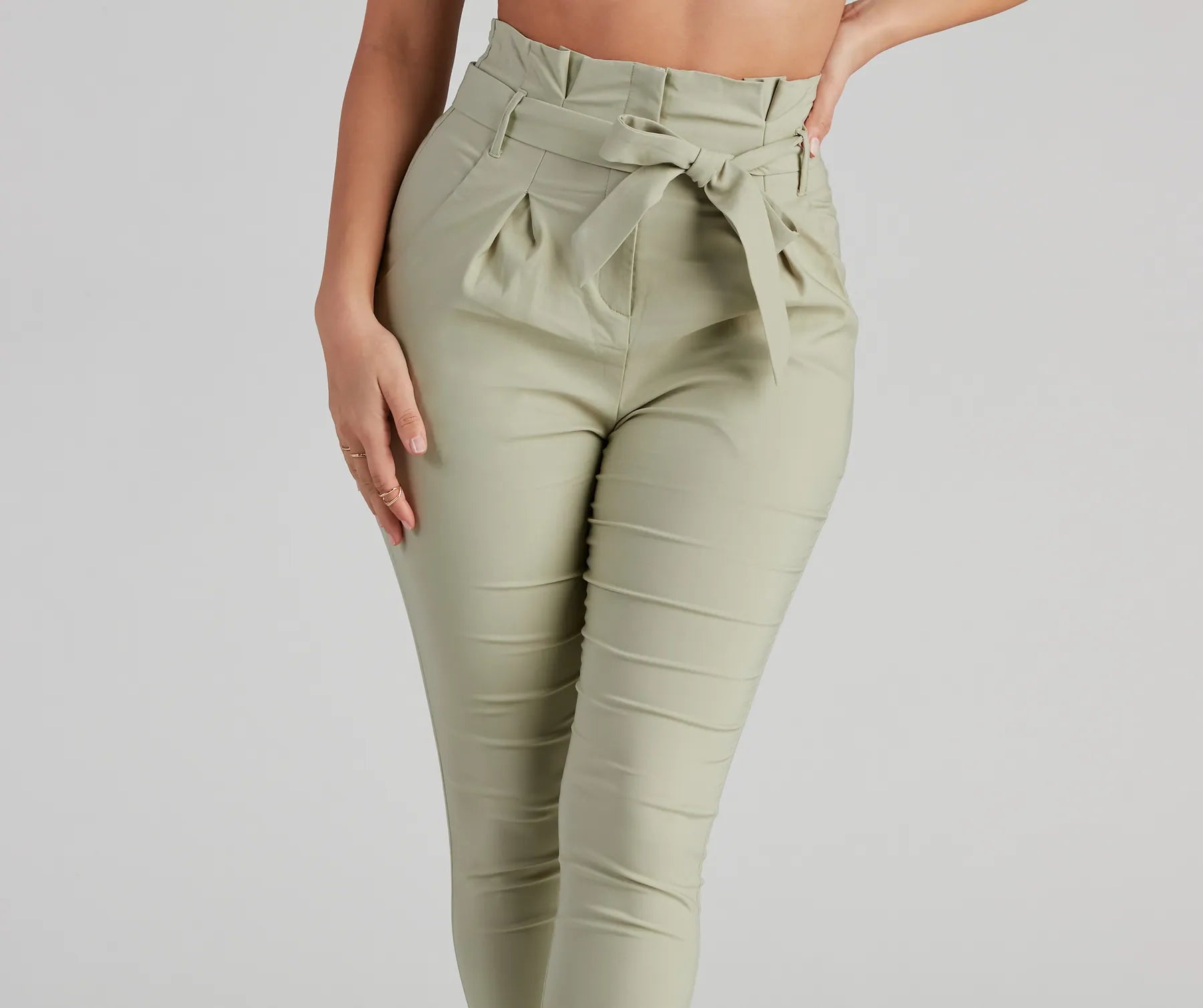 High Waist Paperbag Skinny Dress Pants - Image 9