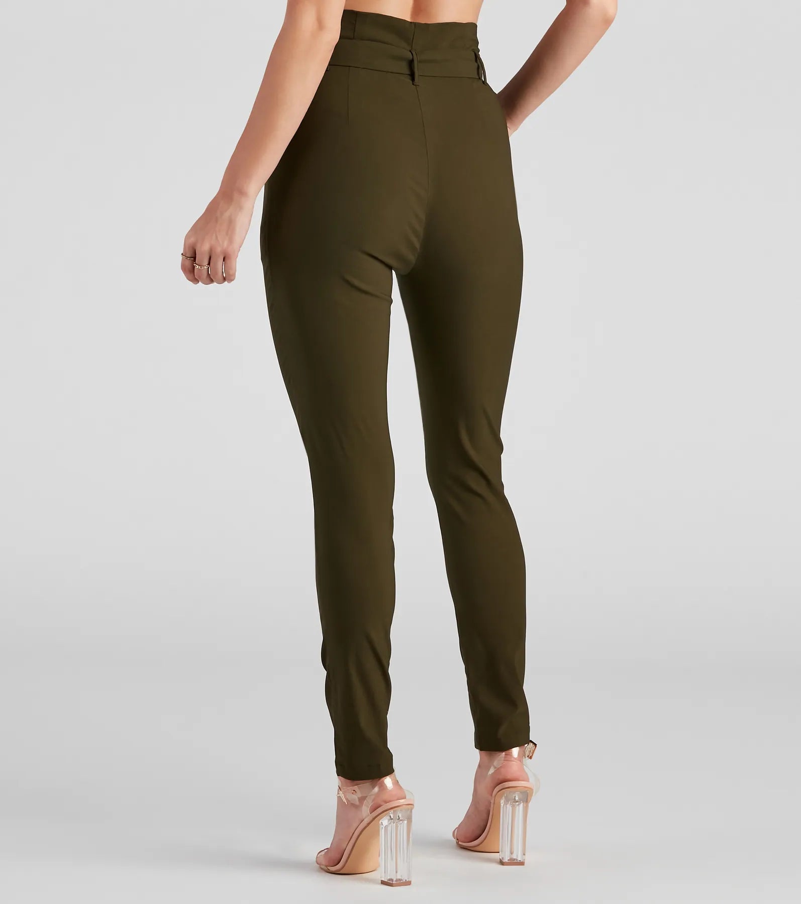High Waist Paperbag Skinny Dress Pants - Image 3