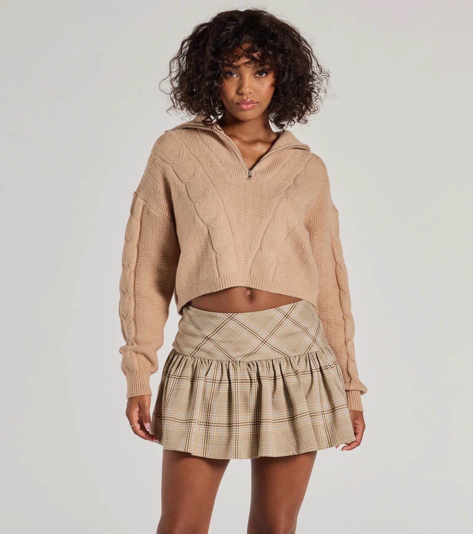Adorable Flair Plaid Pleated Drop Waist Mini Skort - Image 4