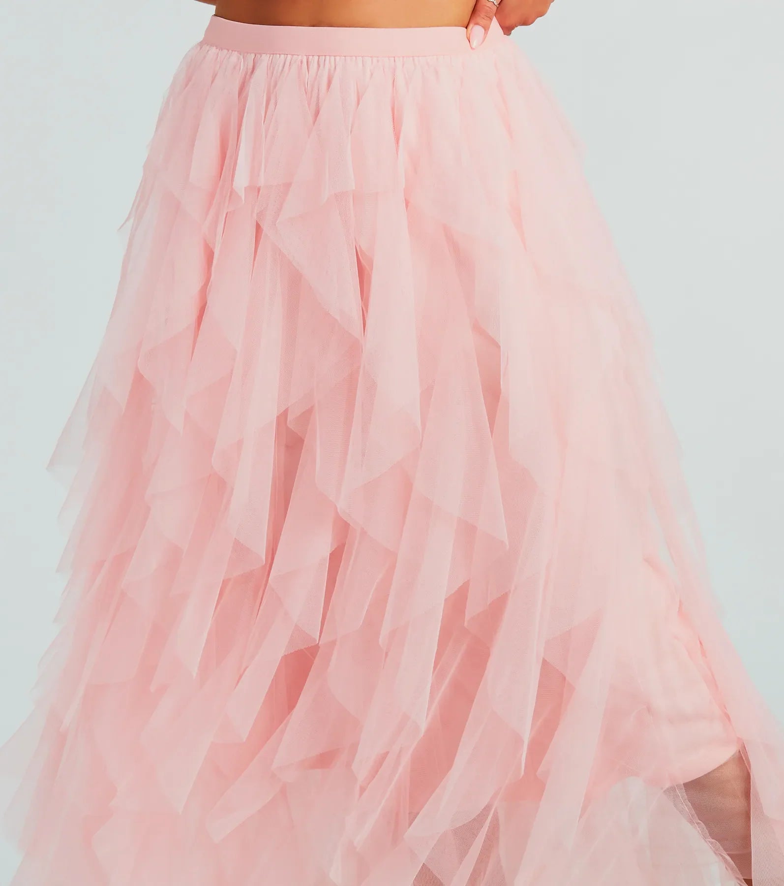 A Little Drama Ruffled Tulle Midi Skirt - Image 4