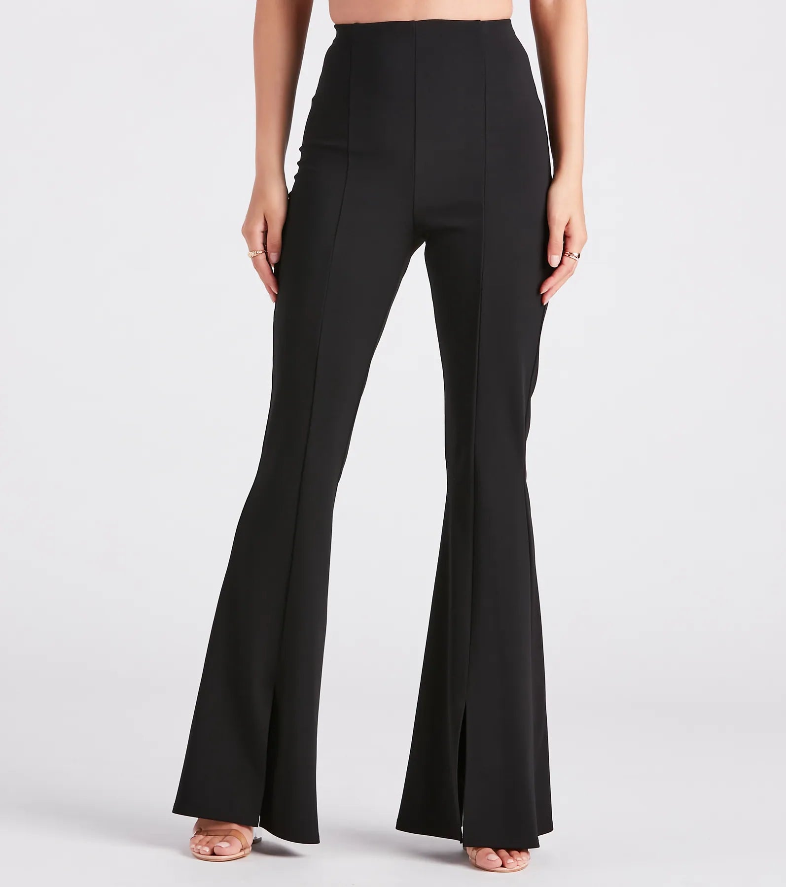 Split Decision Crepe Flare Pants - Image 9