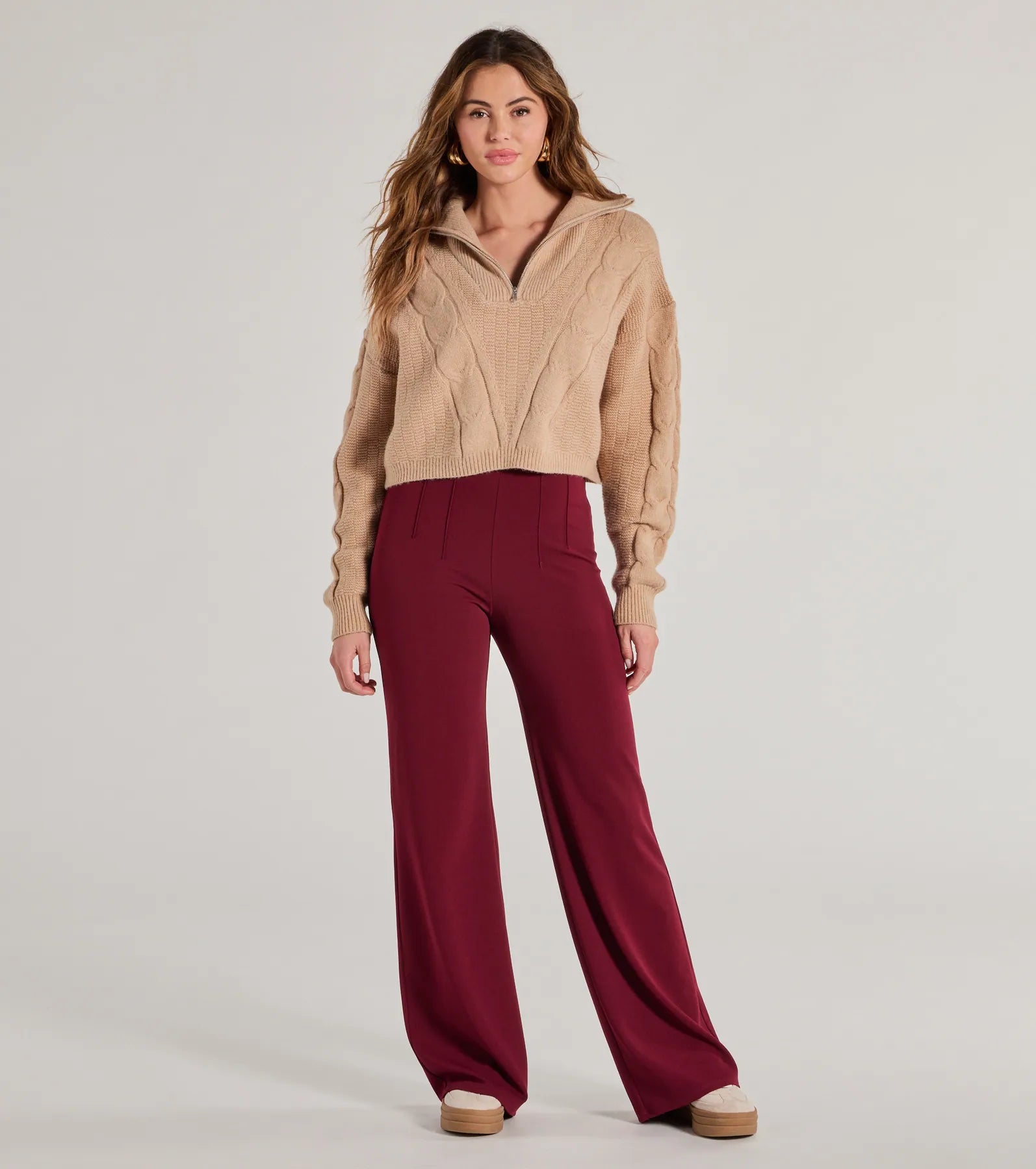 Stylish Impression High Rise Straight Leg Trouser Pants - Image 5