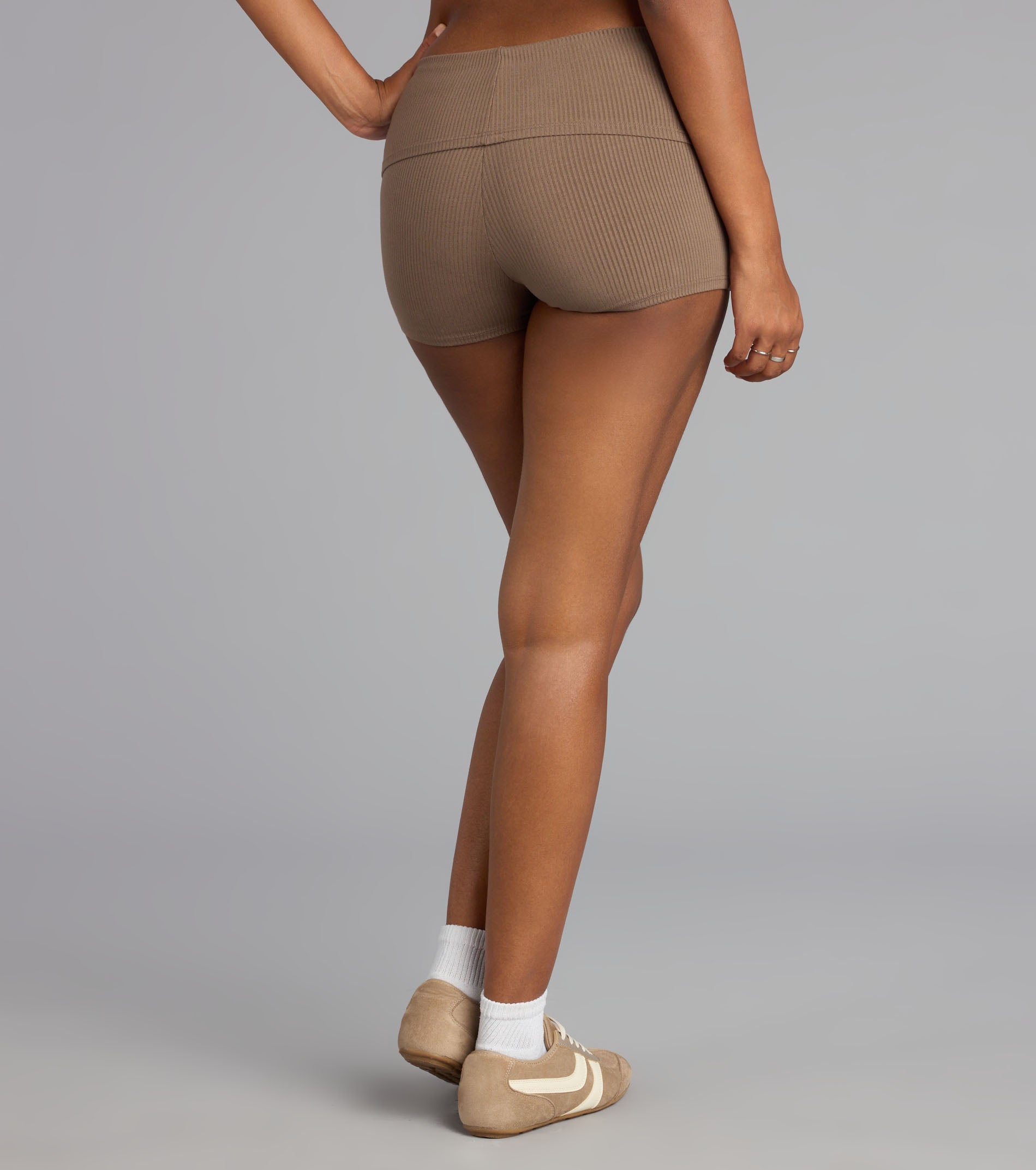 Cozy Cool Rib Knit Foldover Shorts - Image 2