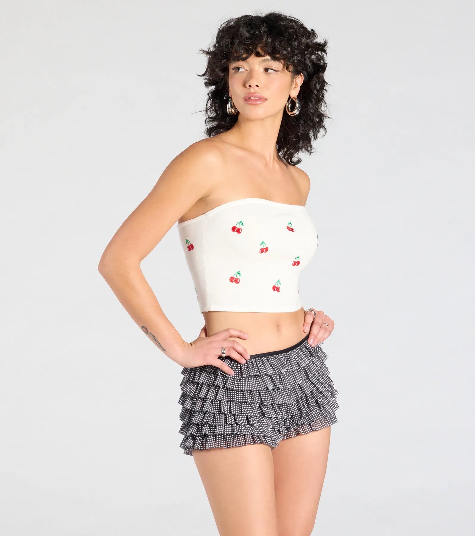 Chic Statement Gingham Ruffle Hot Shorts - Image 10