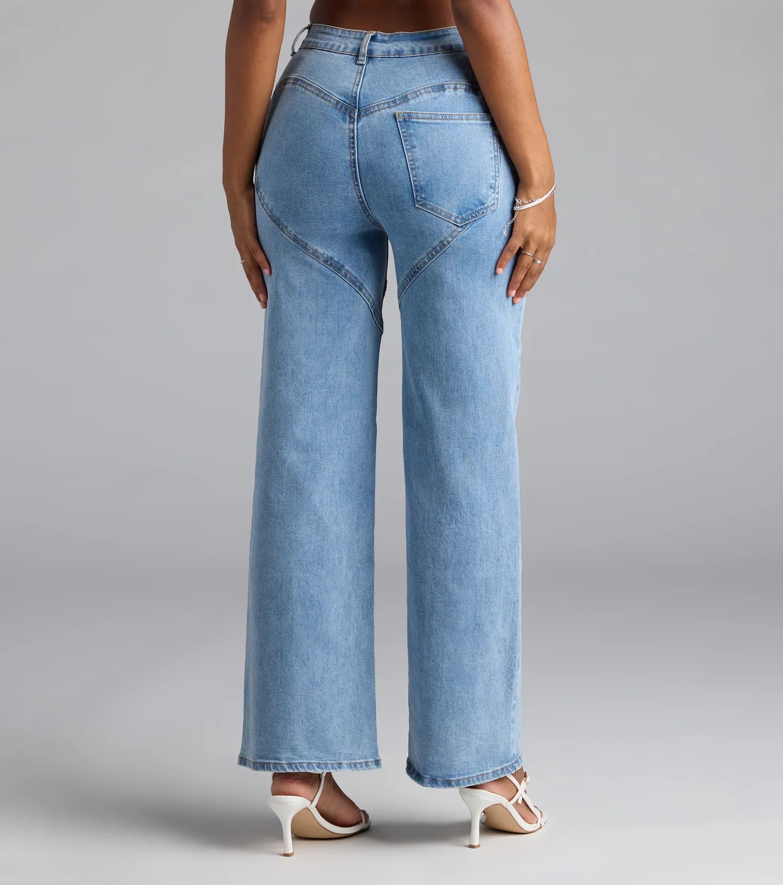 So Obsessed Rhinestone Cutout Straight Leg Denim Jeans - Image 6