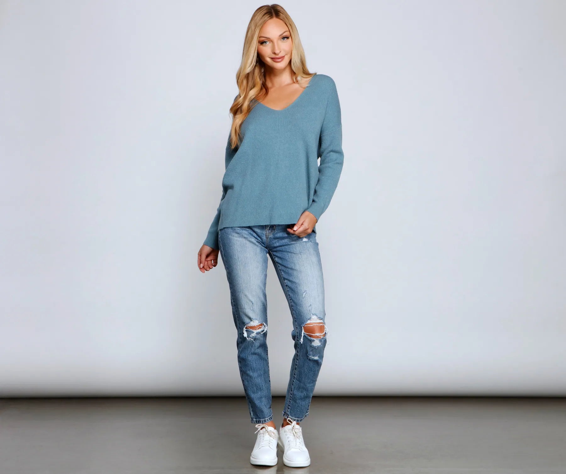 Tobi High Rise Destructed Mom Jeans - Image 3