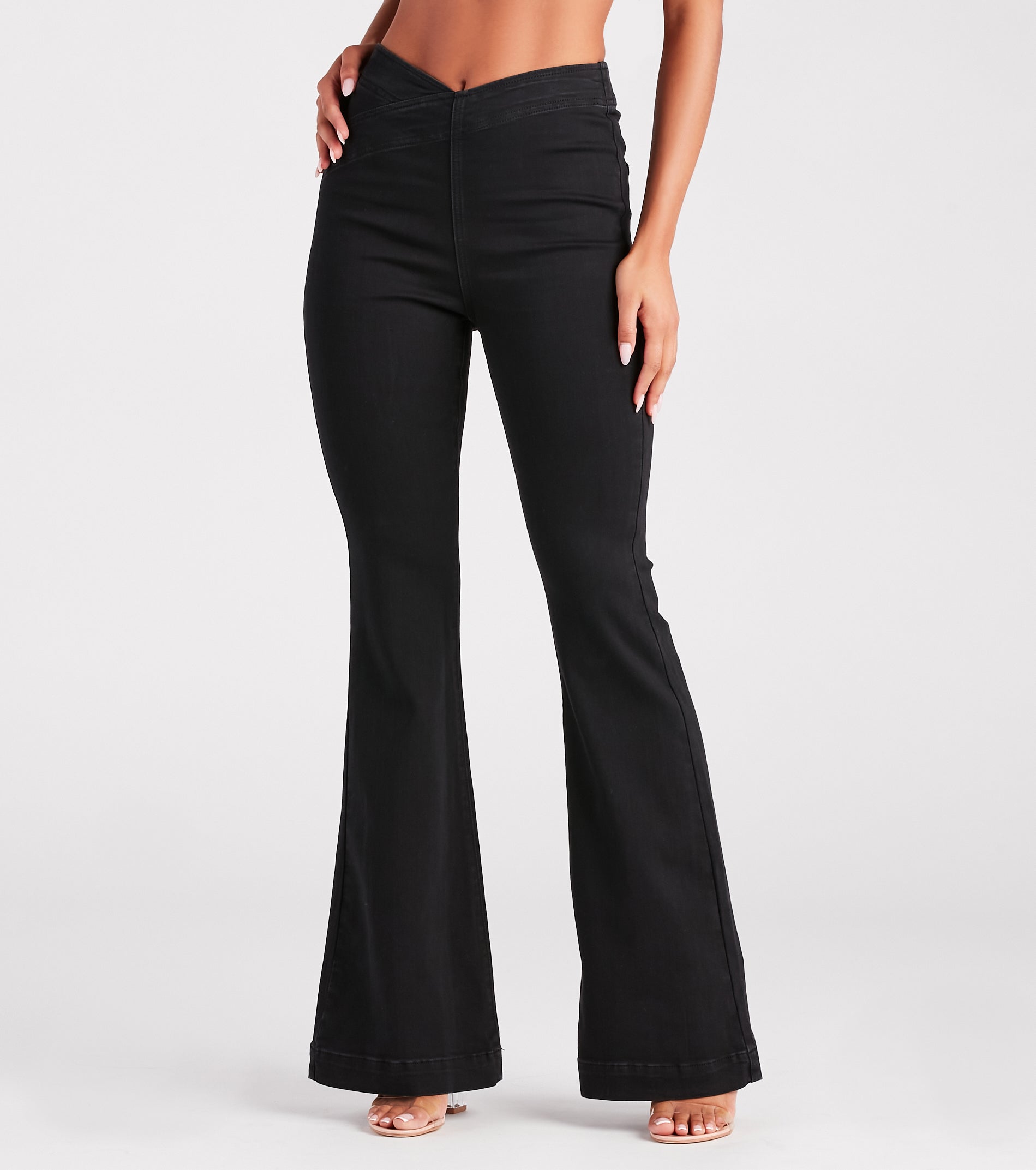Snatched Style V-Cut Waist Flare Jeans - Image 2