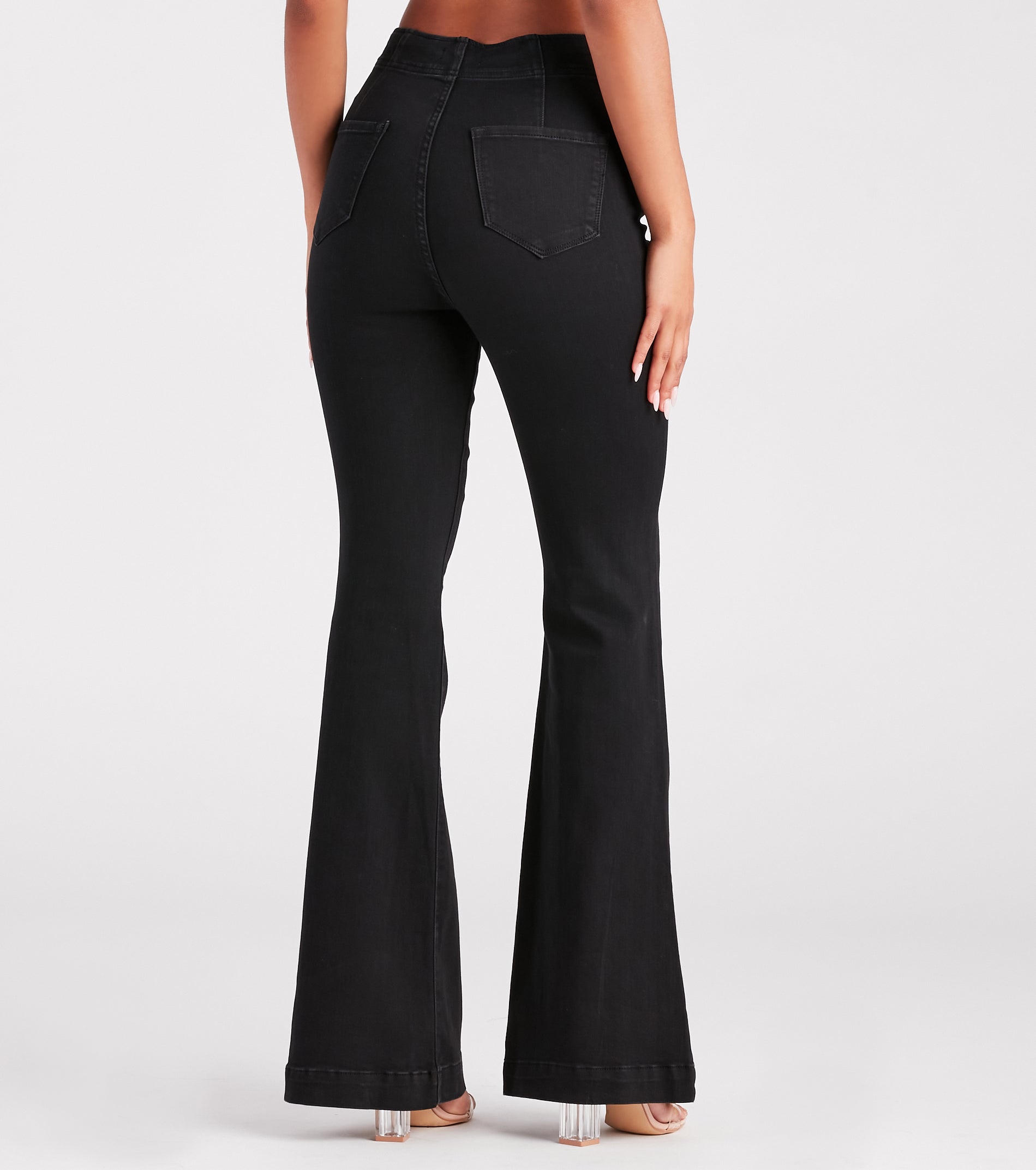 Snatched Style V-Cut Waist Flare Jeans - Image 3