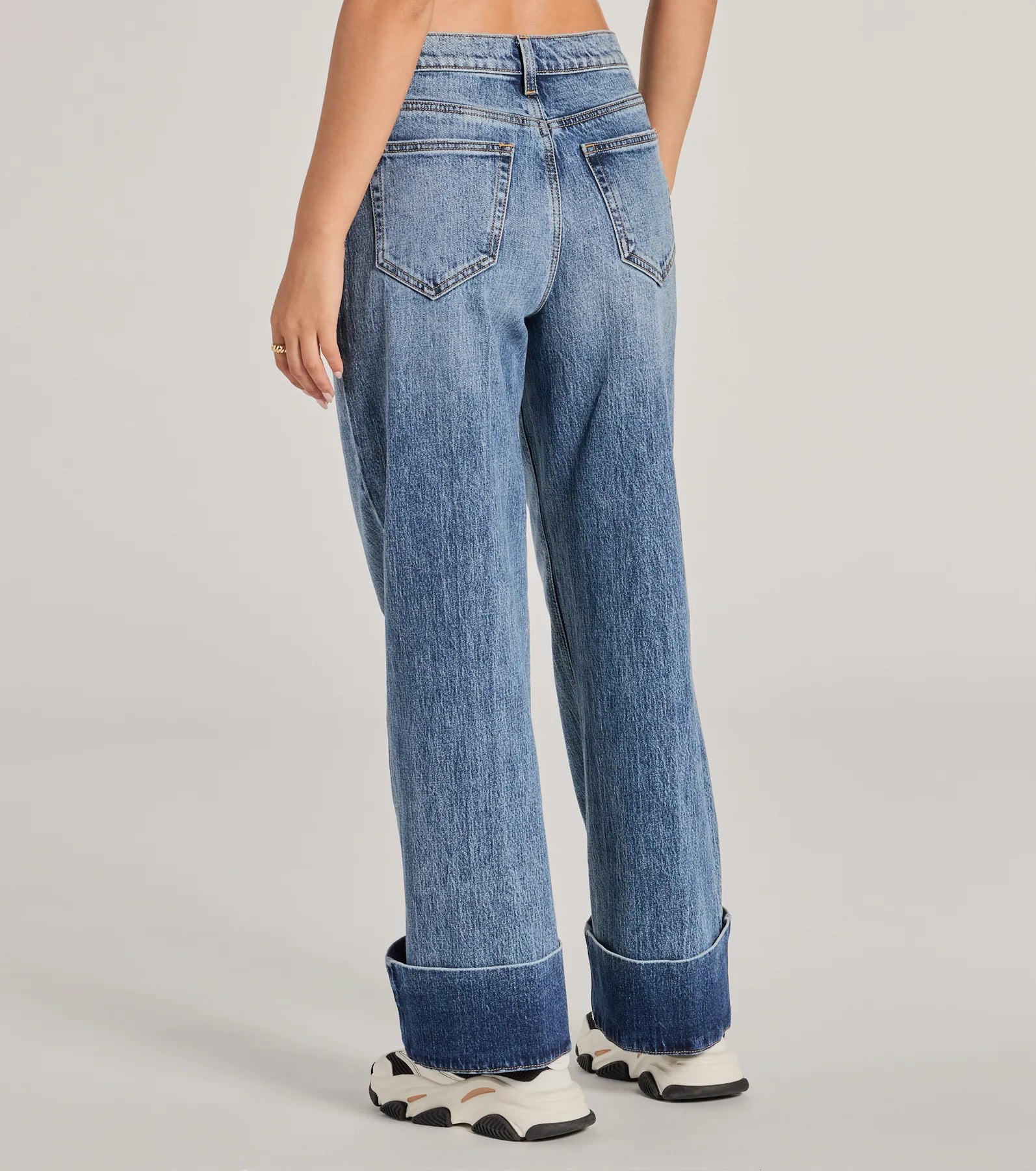 Cool Trend High-Rise Cuffed Wide-Leg Denim Jeans - Image 2