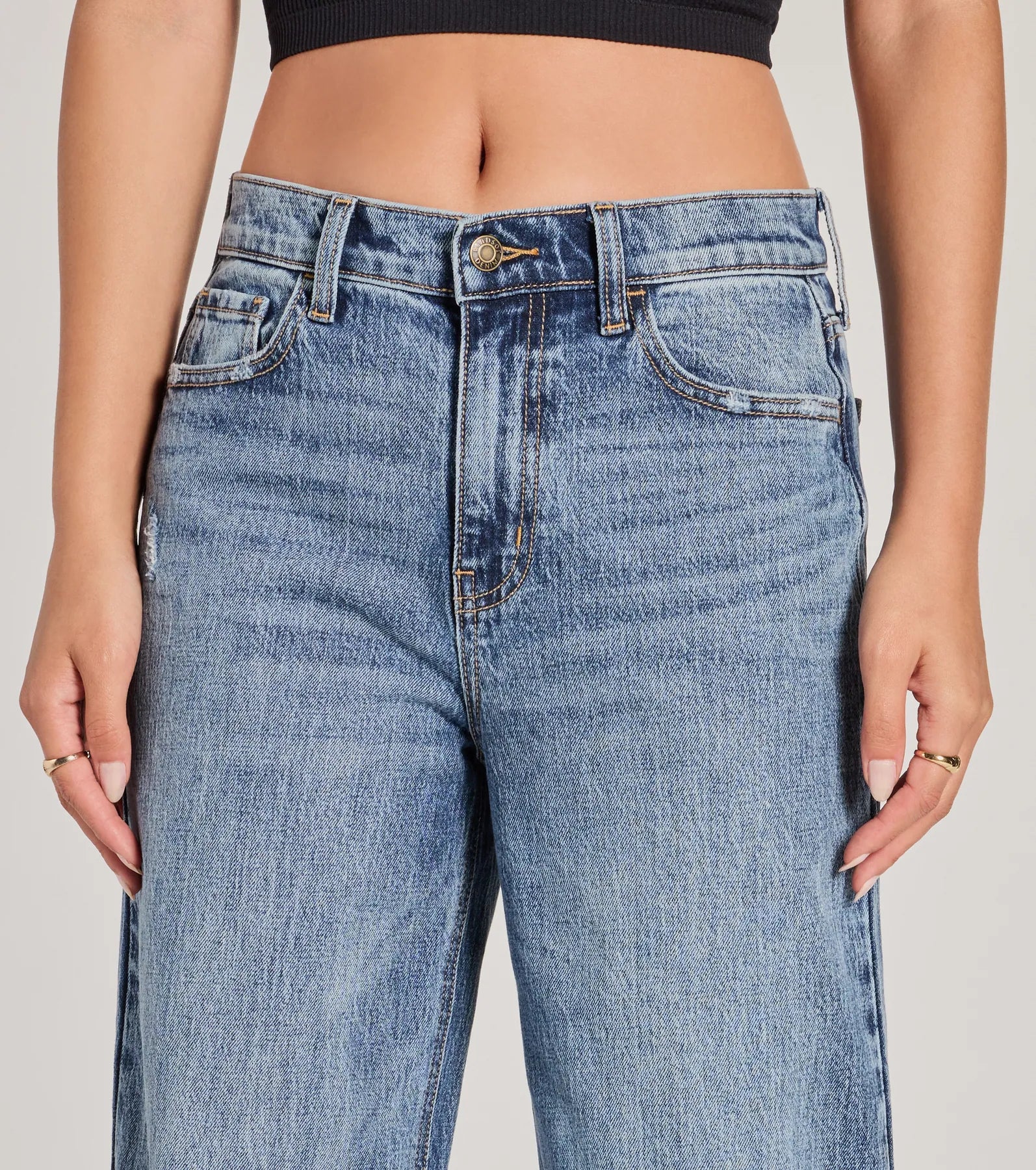 Cool Trend High-Rise Cuffed Wide-Leg Denim Jeans - Image 3