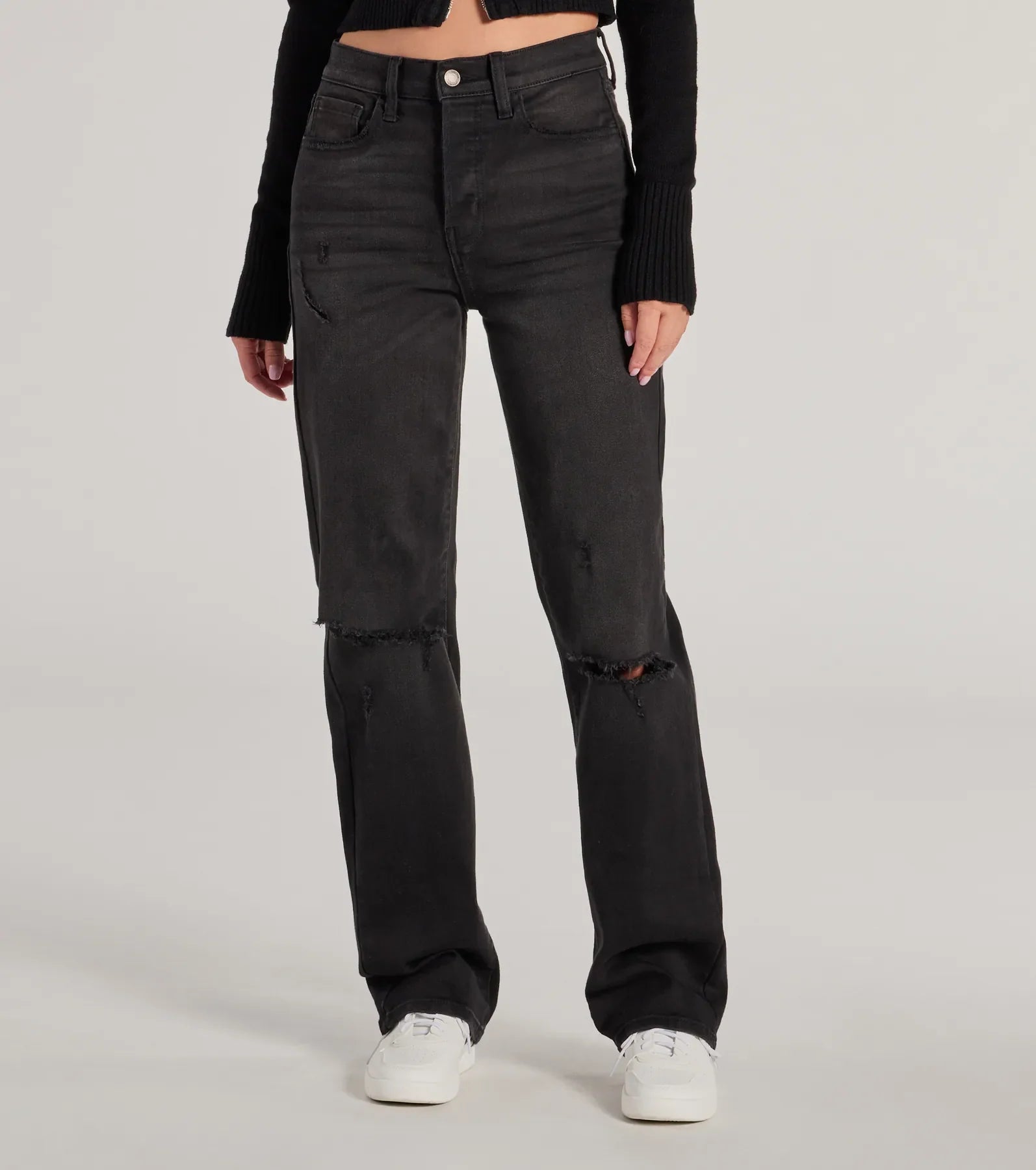 High-Rise Distressed Boyfriend Jeans - Image 11