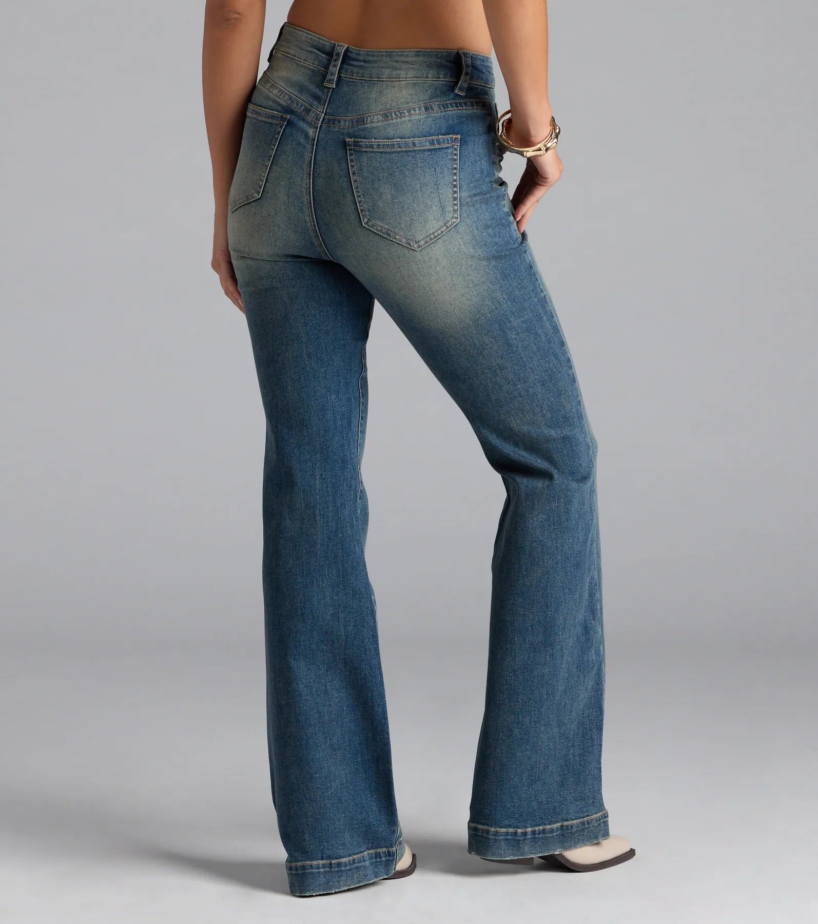 Word On The Street Mid-Rise Flare Denim Jeans - Image 2