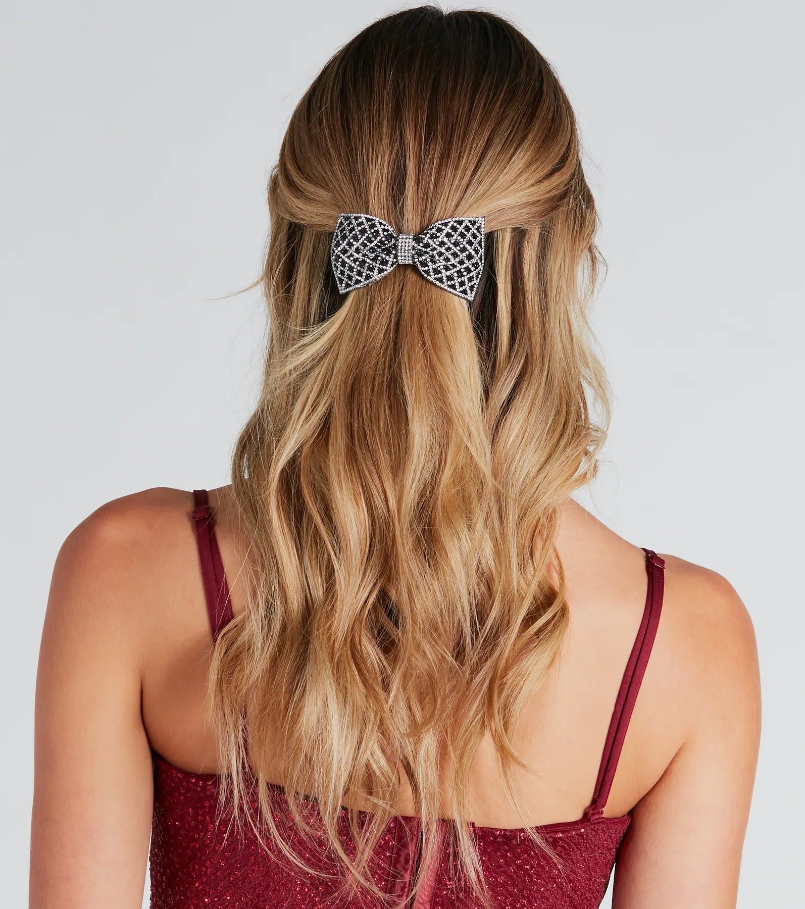 Feeling Pretty Rhinestone Bow Barrette - Image 2