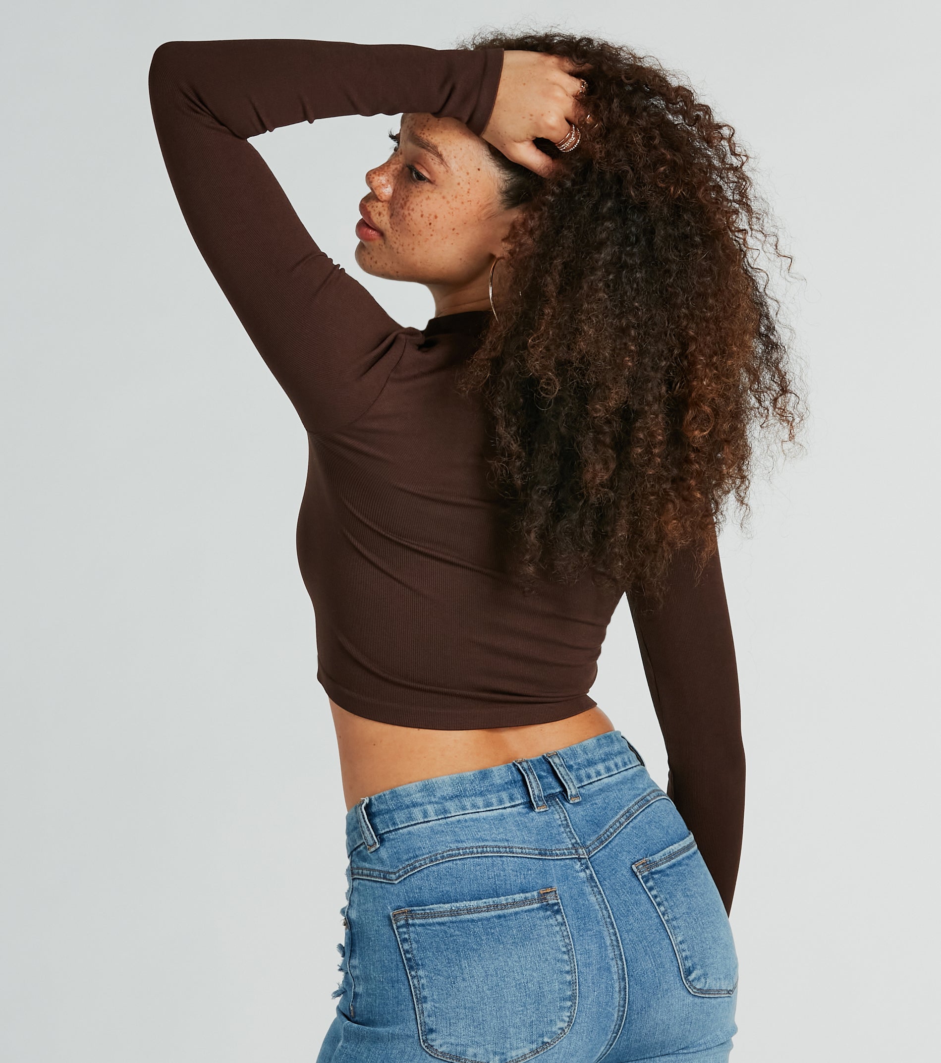 Sporty Perfection Long Sleeve Zipper Knit Crop Top - Image 6