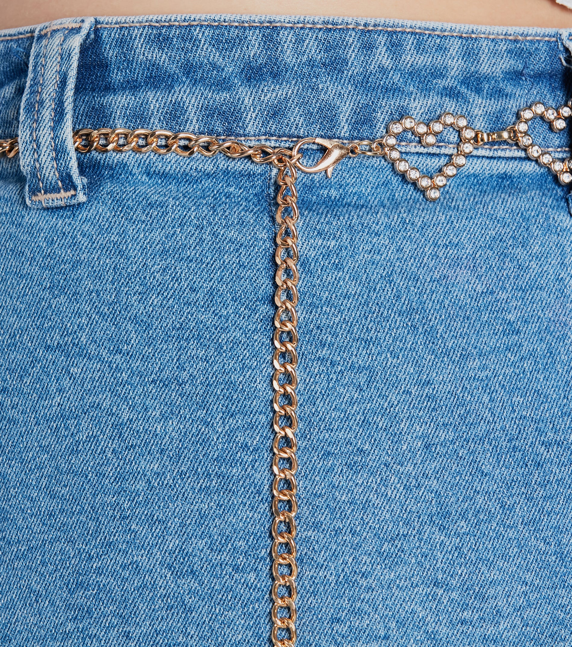 Adorable Glam Rhinestone Heart Chain Belt - Image 3