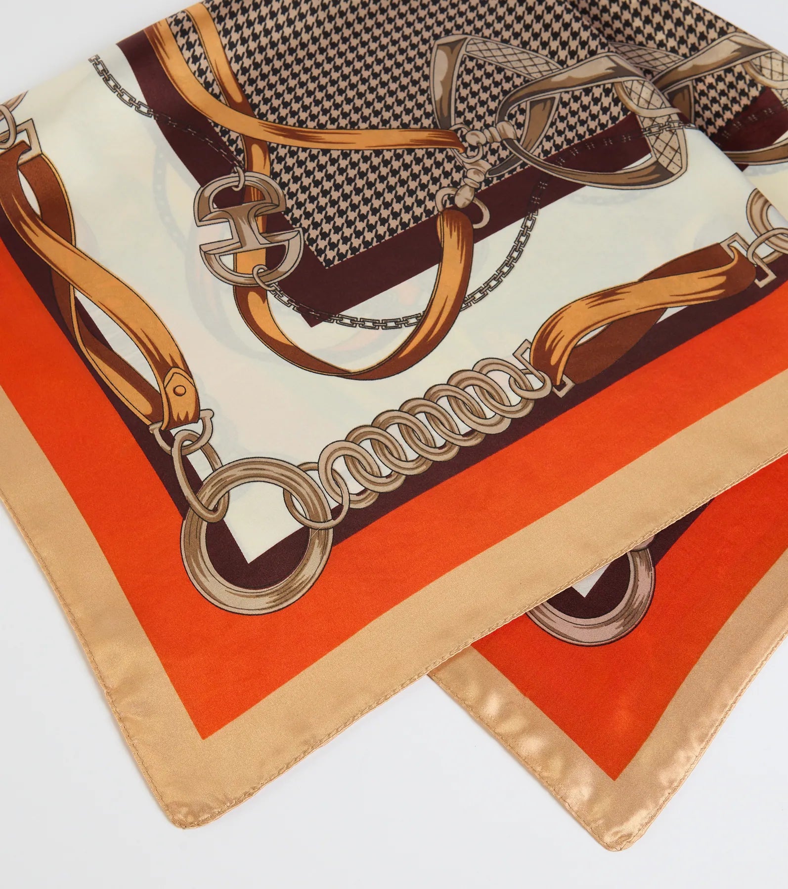 Chic Chain Houndstooth Print Satin Scarf - Image 2