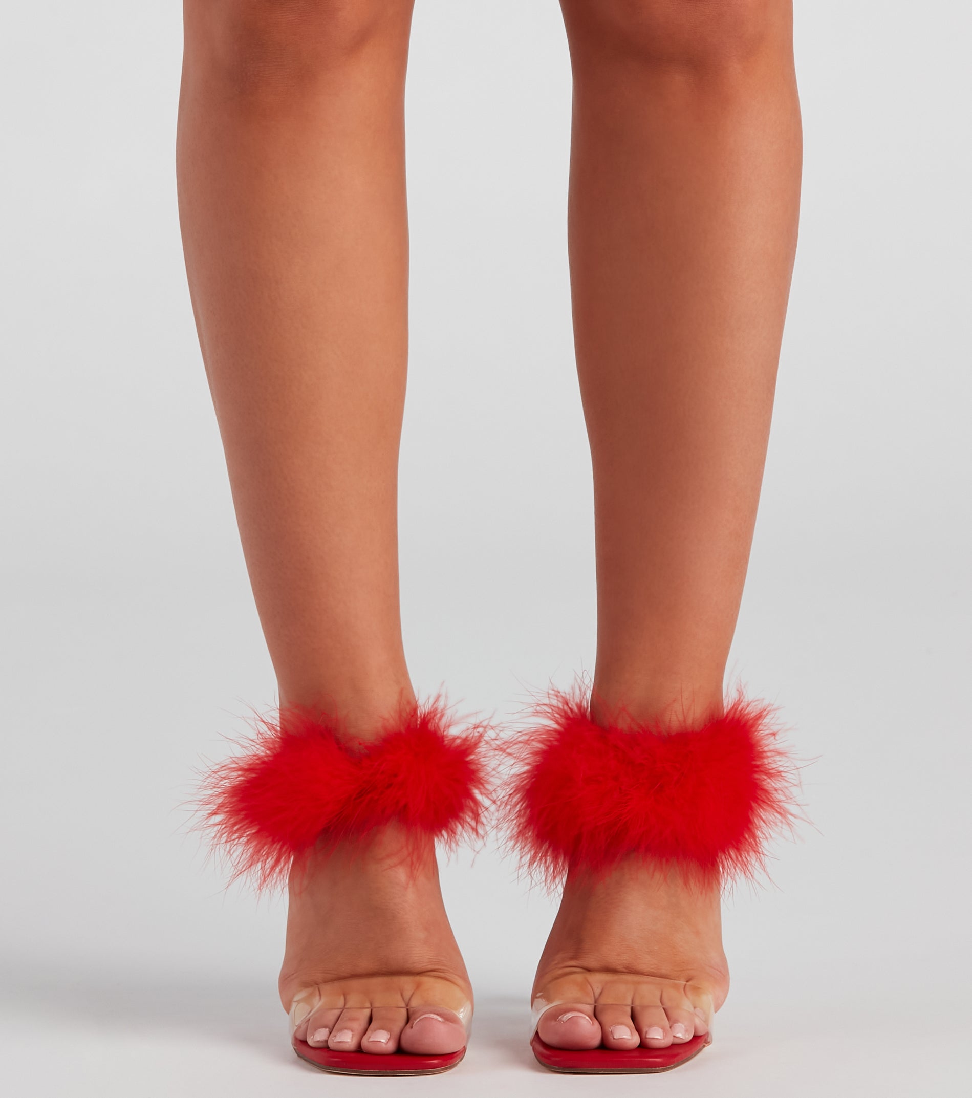 Wait Fur It Marabou Lucite Heels - Image 2
