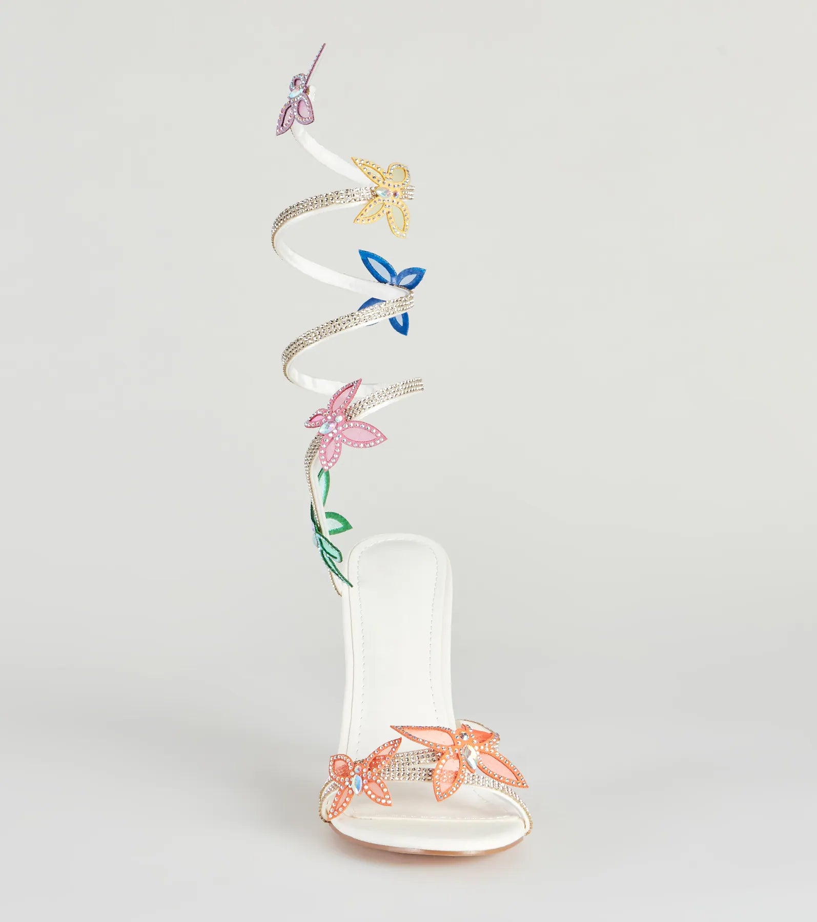 Fly Away Butterfly Applique Spiral Strap Heels - Image 3
