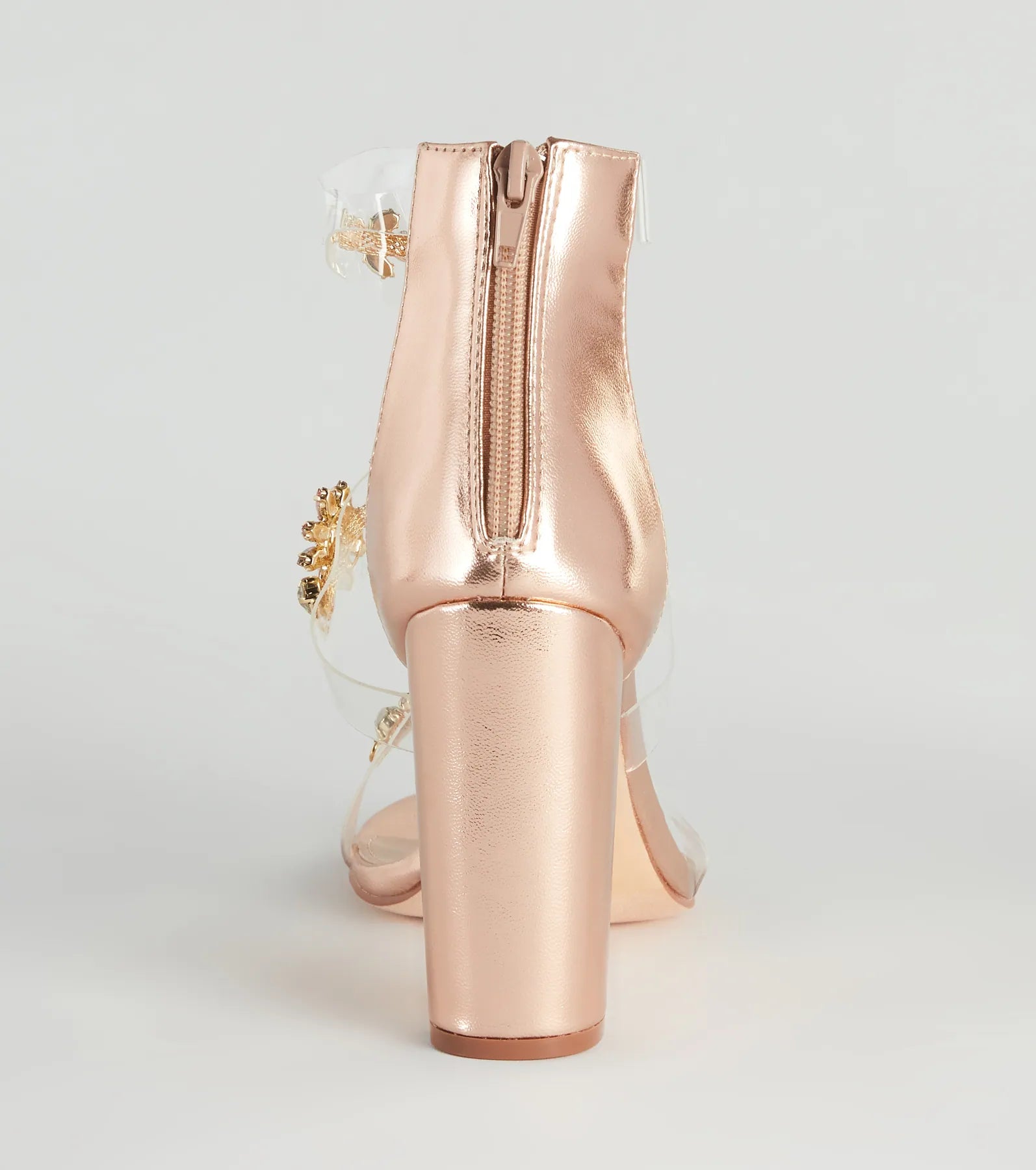Gorgeous Glam Gemstone Metallic Block Heels - Image 4