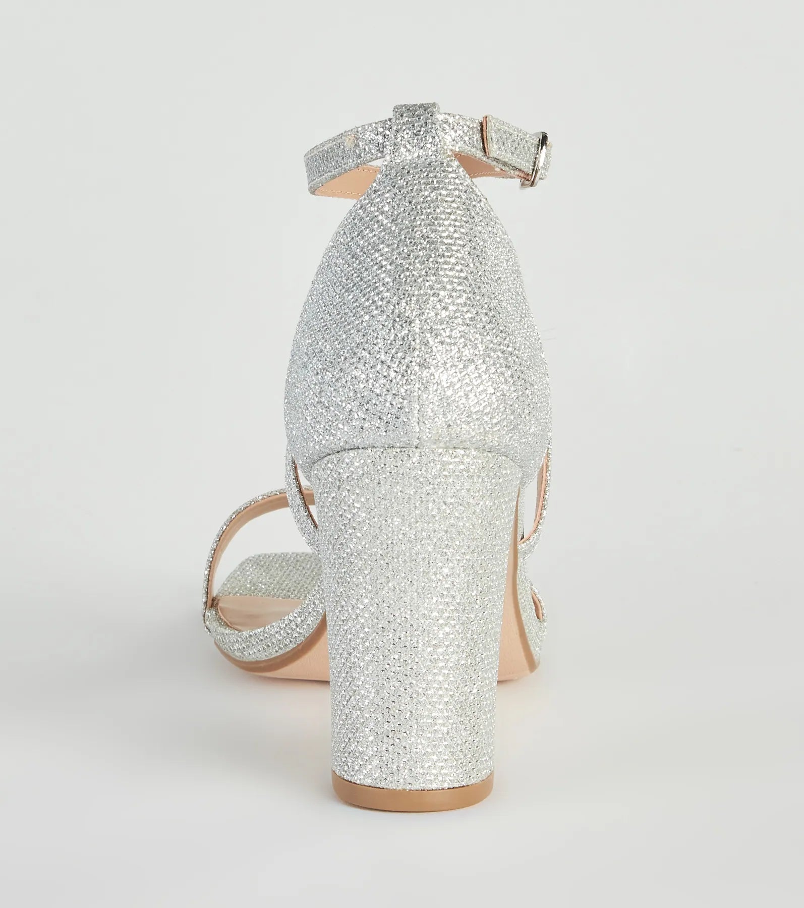 About The Sparkle Glitter Mesh Block Heels - Image 4