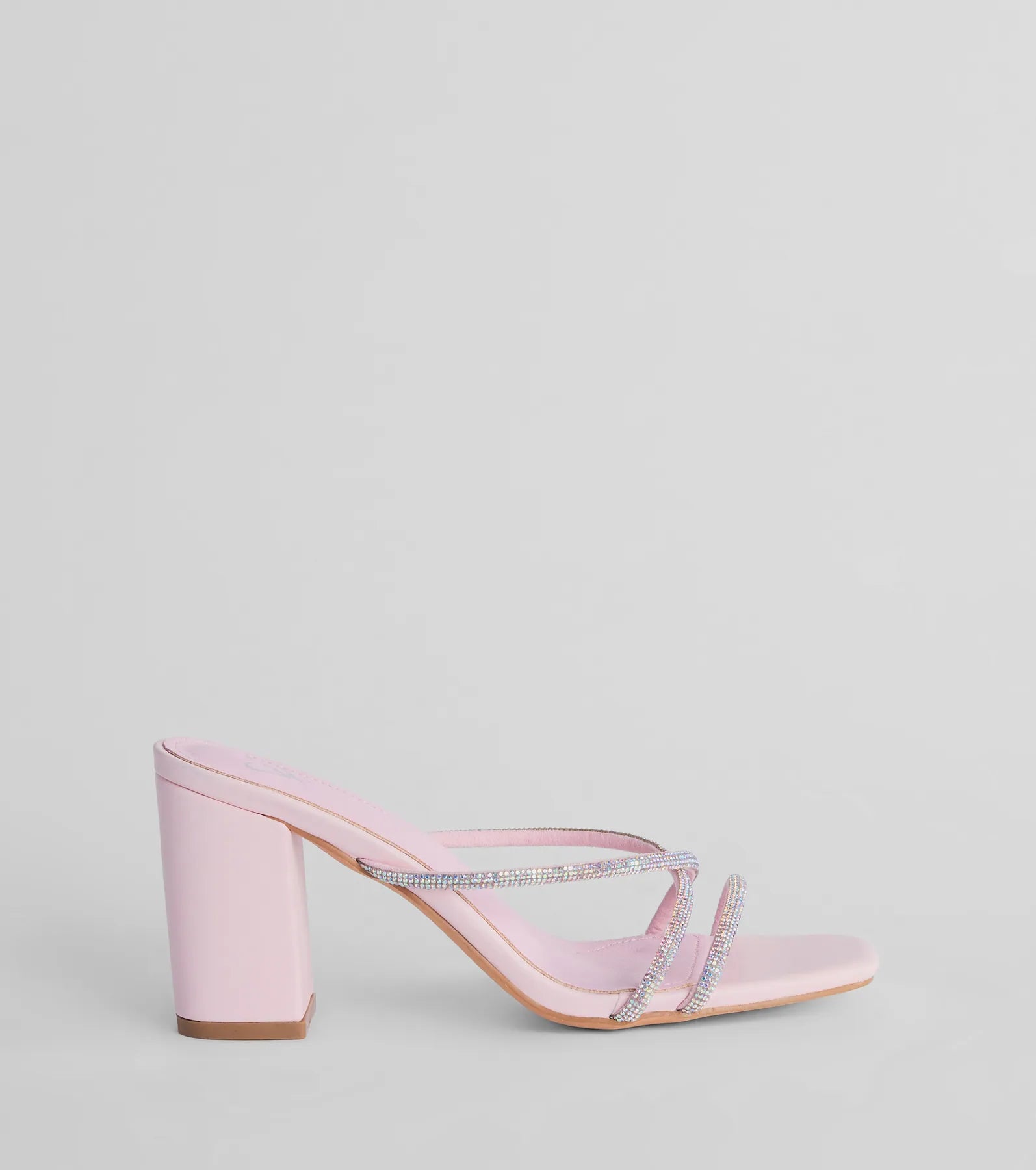 Touch Of Glam Rhinestone Strappy Block Heel Mules - Image 2