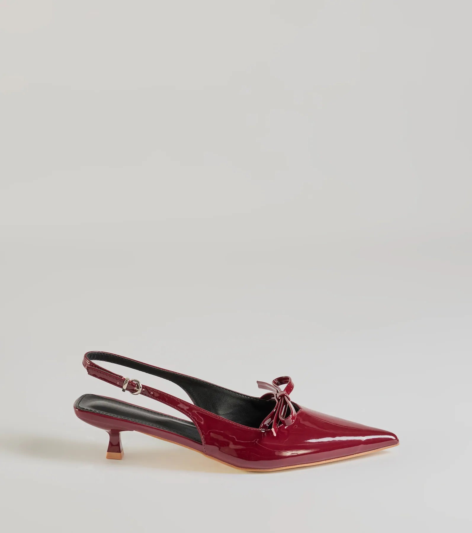 Adorably Sleek Bow Strap Kitten Heel Pumps - Image 2