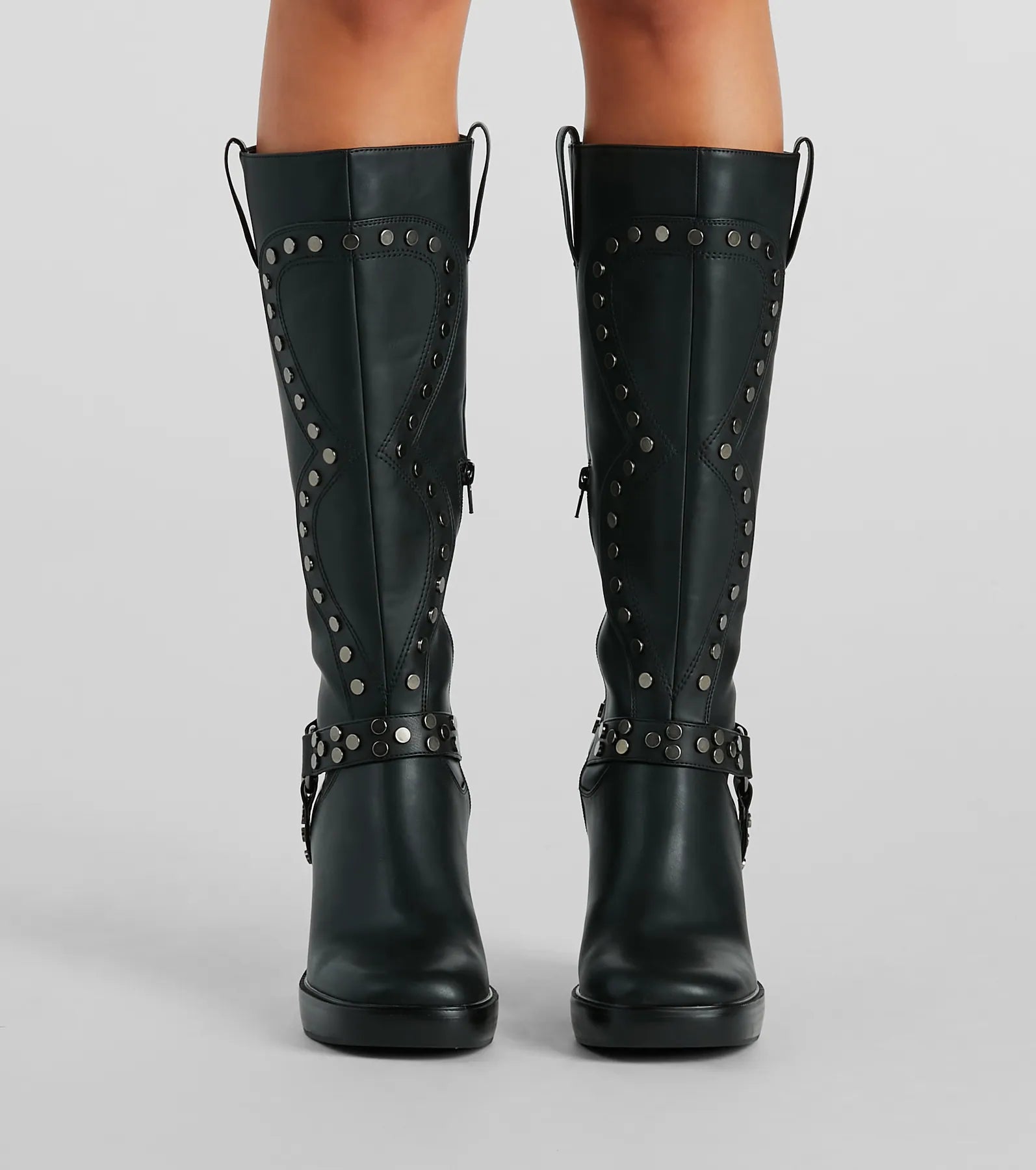 Edgy Attitude Faux Leather Under-The-Knee Boots - Image 2