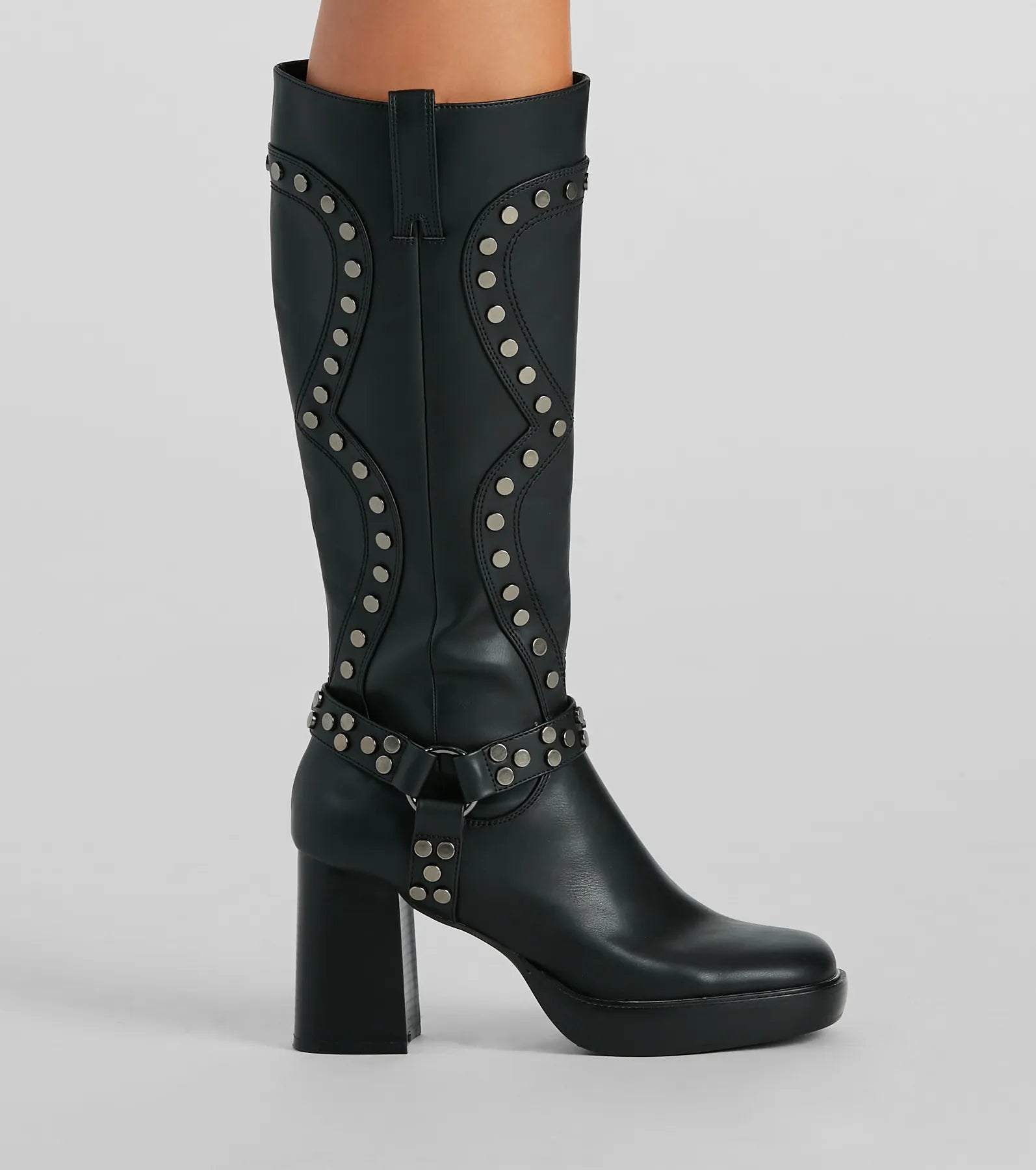 Edgy Attitude Faux Leather Under-The-Knee Boots - Image 3