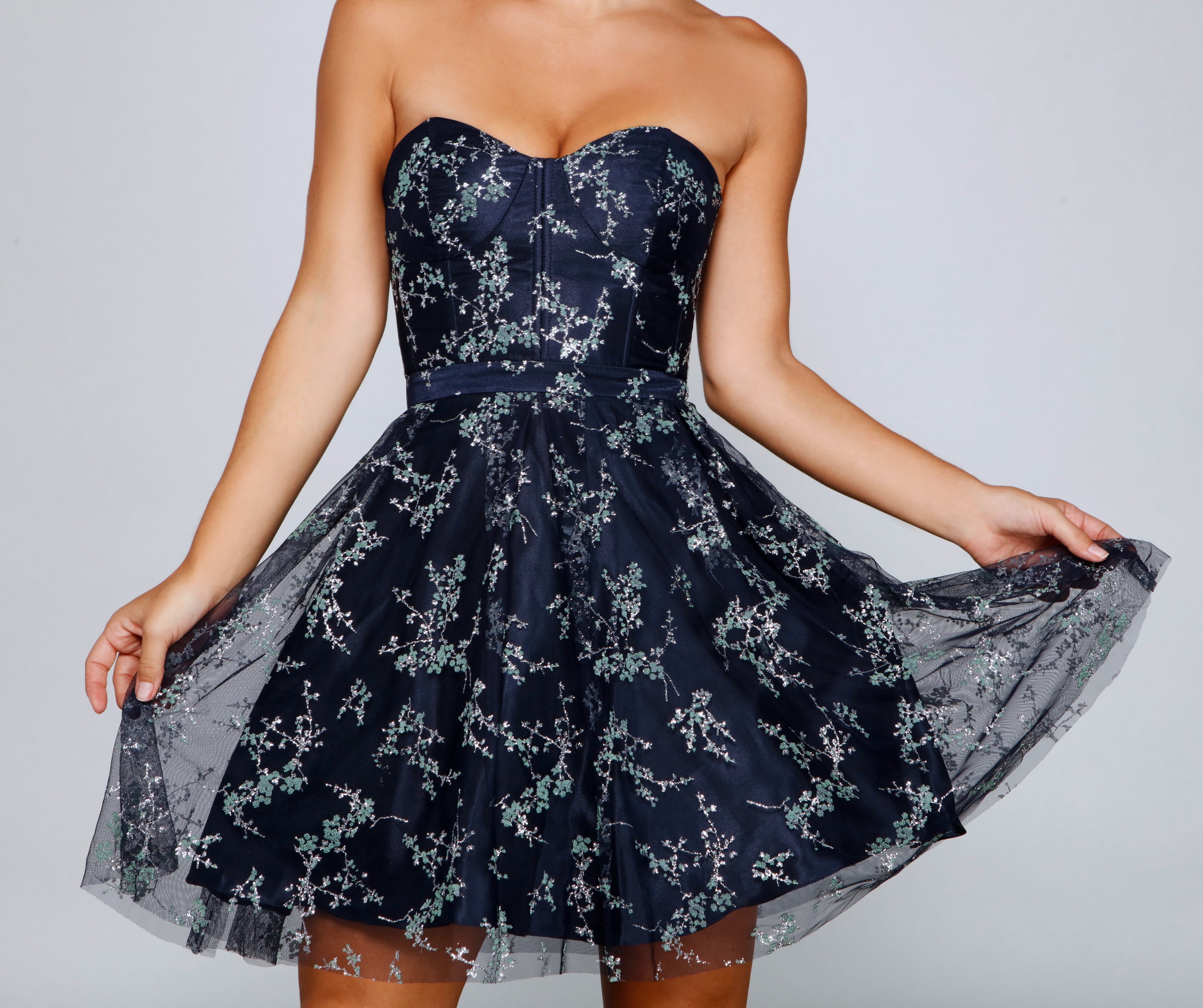 Zariah Formal Floral Glitter Party Dress - Image 7