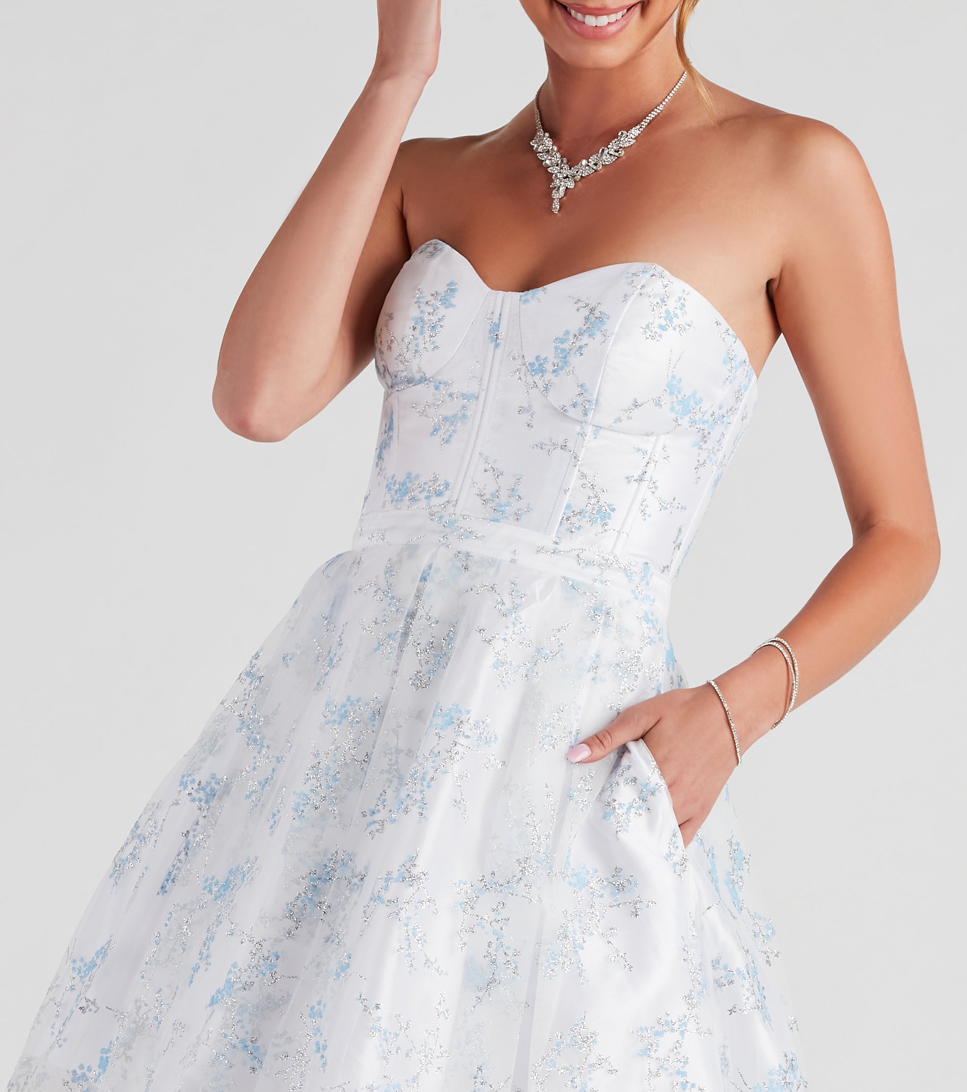Zariah Formal Floral Glitter Party Dress - Image 4