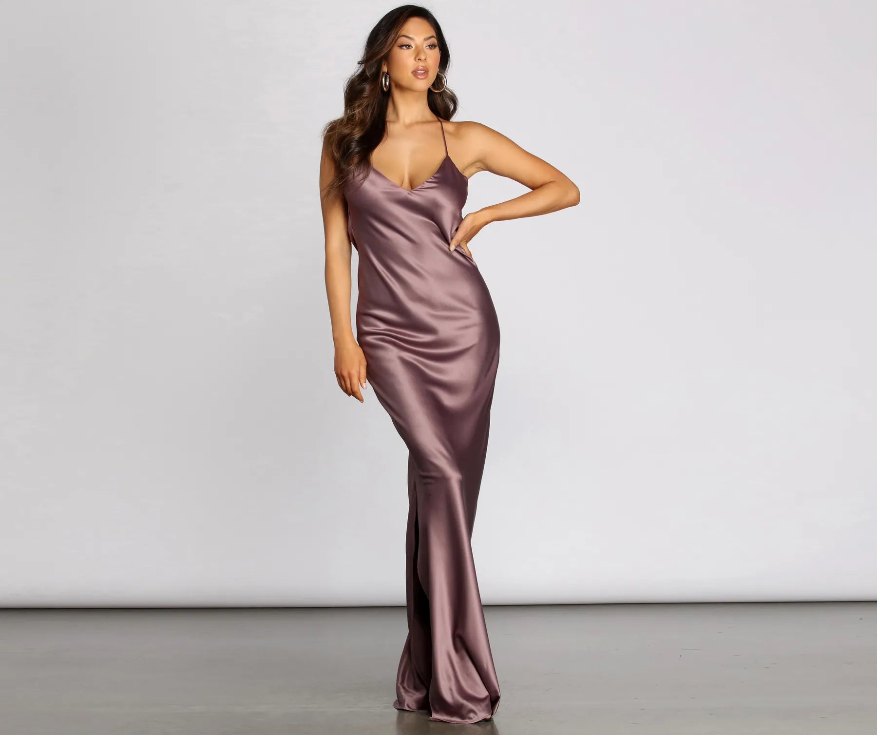 Chantel Cowl Back Satin Dress - Image 9