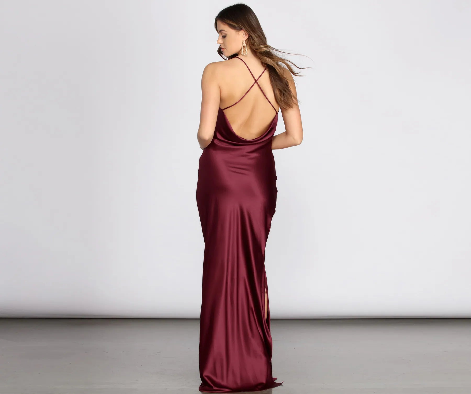 Chantel Cowl Back Satin Dress - Image 2
