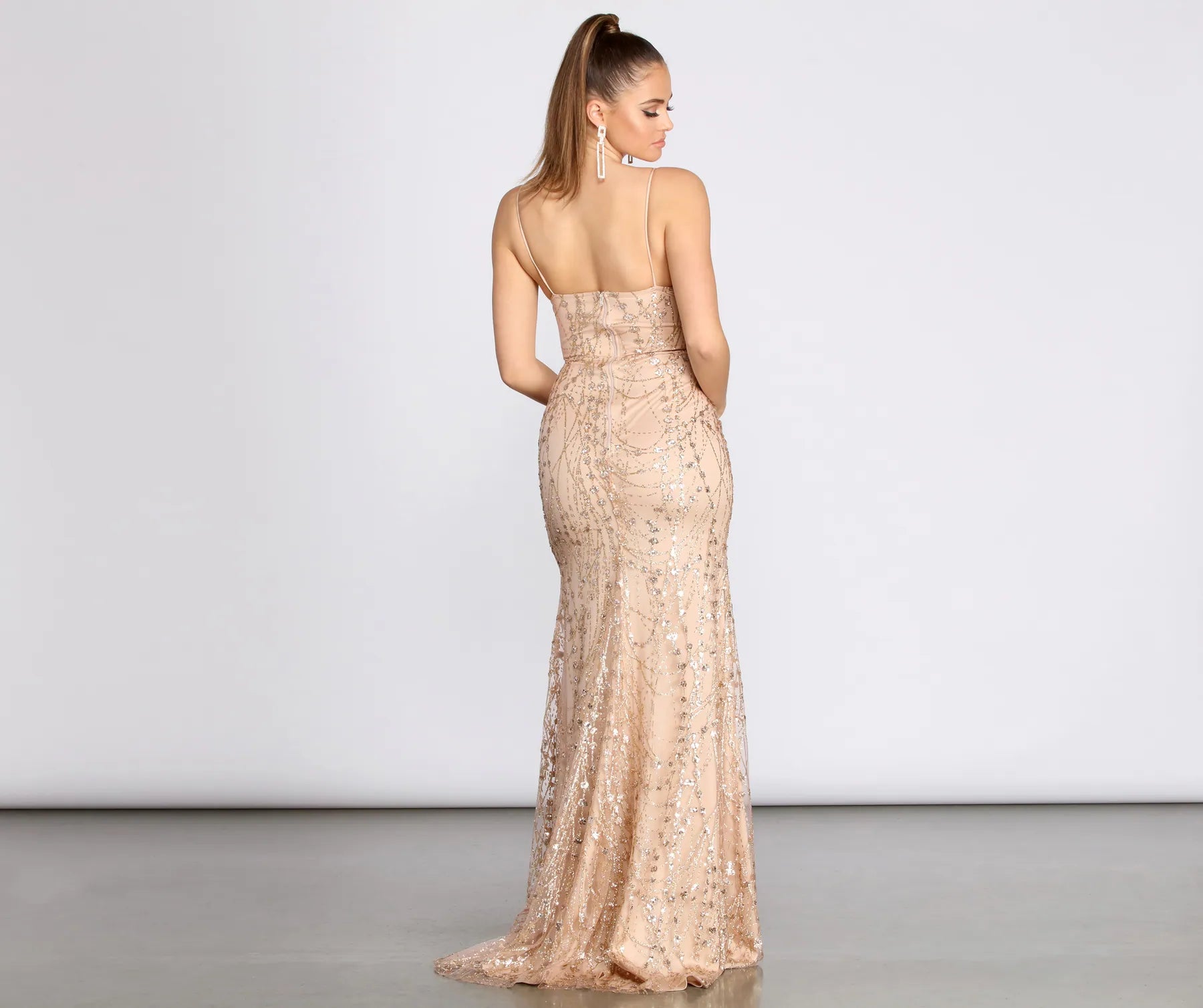 Camille Glitter And Mesh Cross Back Dress - Image 2