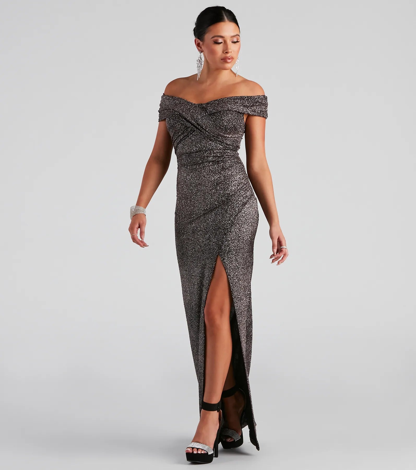 Bebe Formal Glitter Wrap Dress - Image 6