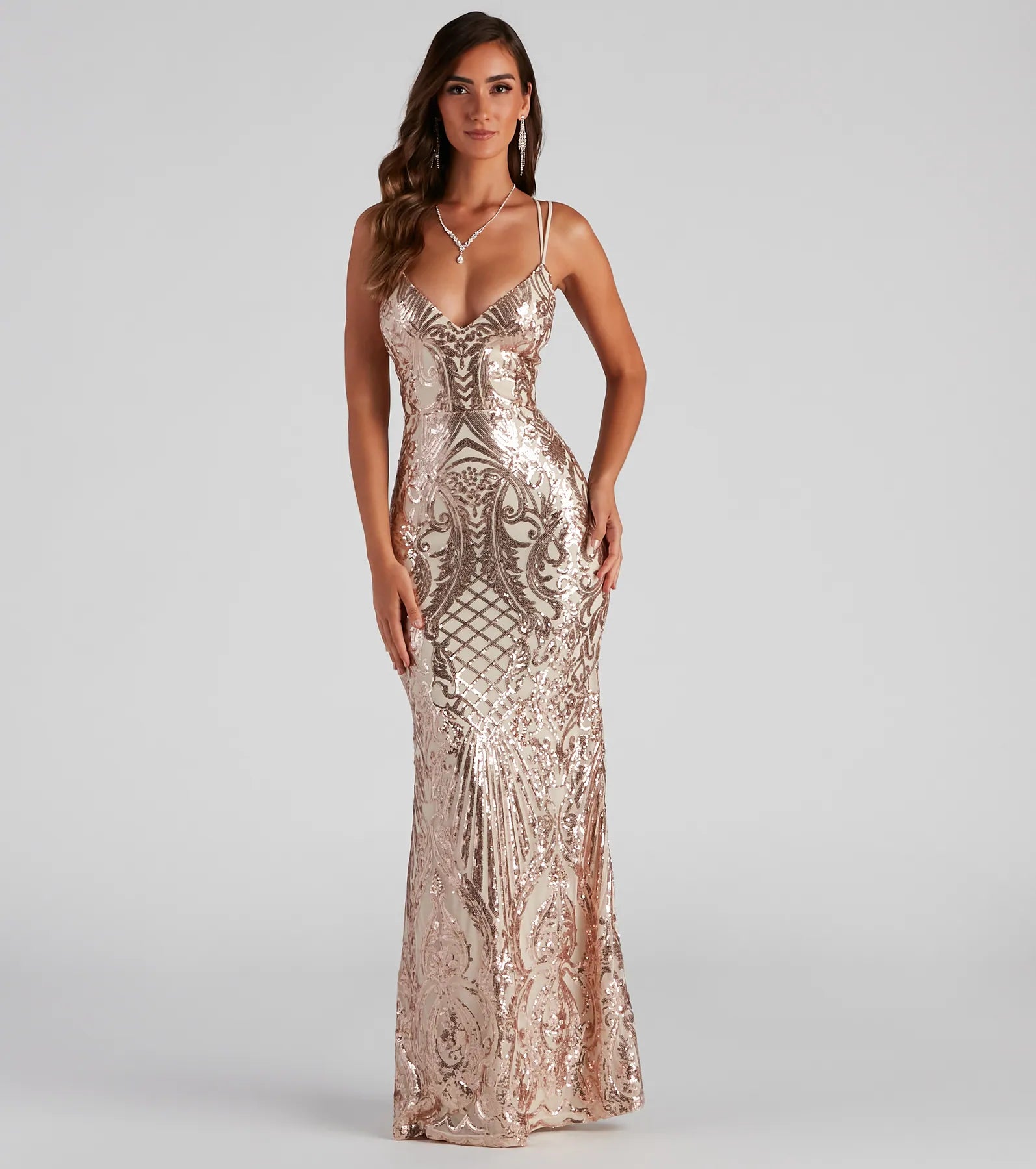 Liana Formal Sequin Scroll Mermaid Dress - Image 2