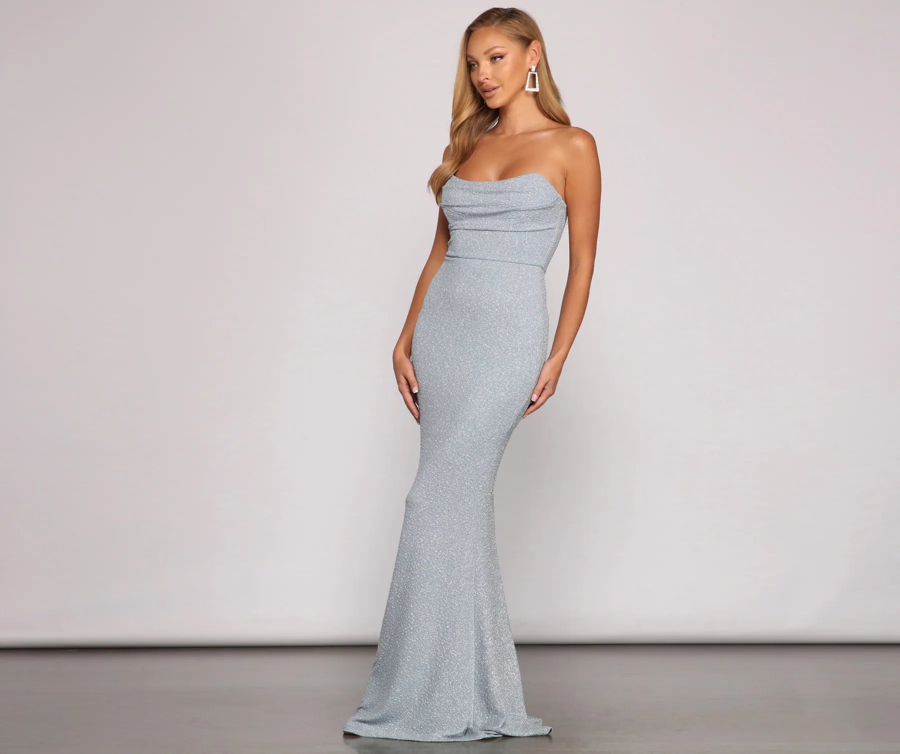 Everly Formal Sleeveless Glitter Mermaid Dress - Image 4