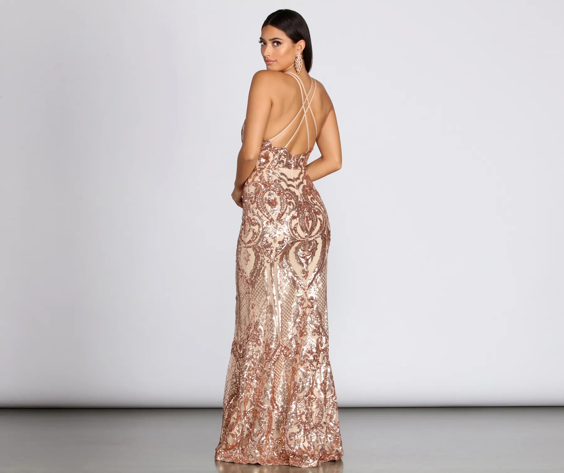 Julieanne Formal Sequin Scroll Dress - Image 2
