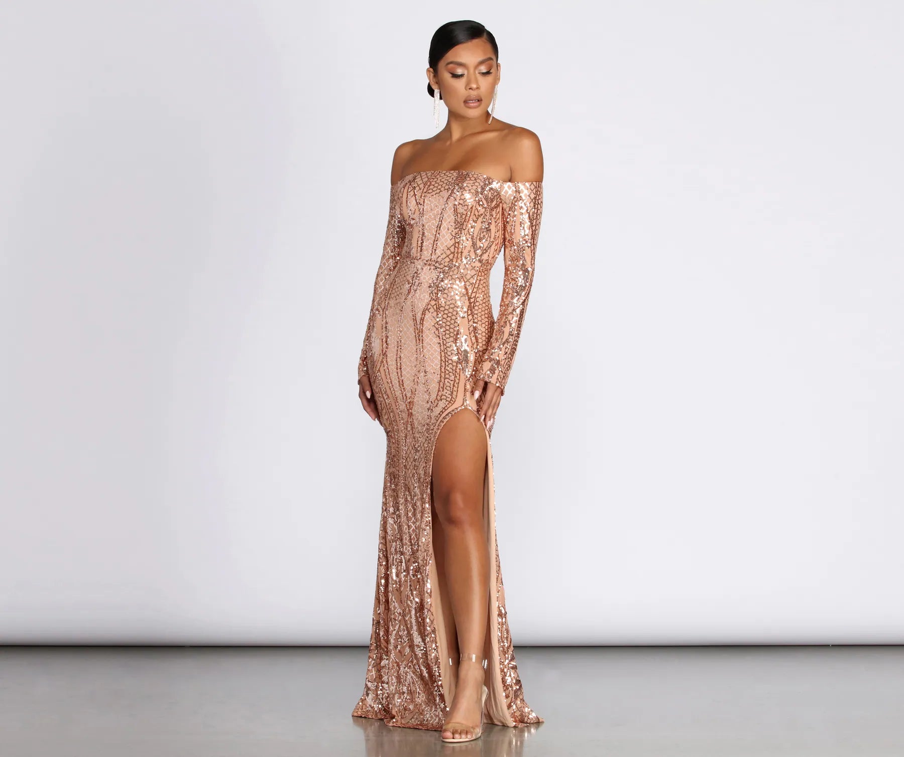 Becca Formal High Slit Sequin Dress - Image 2