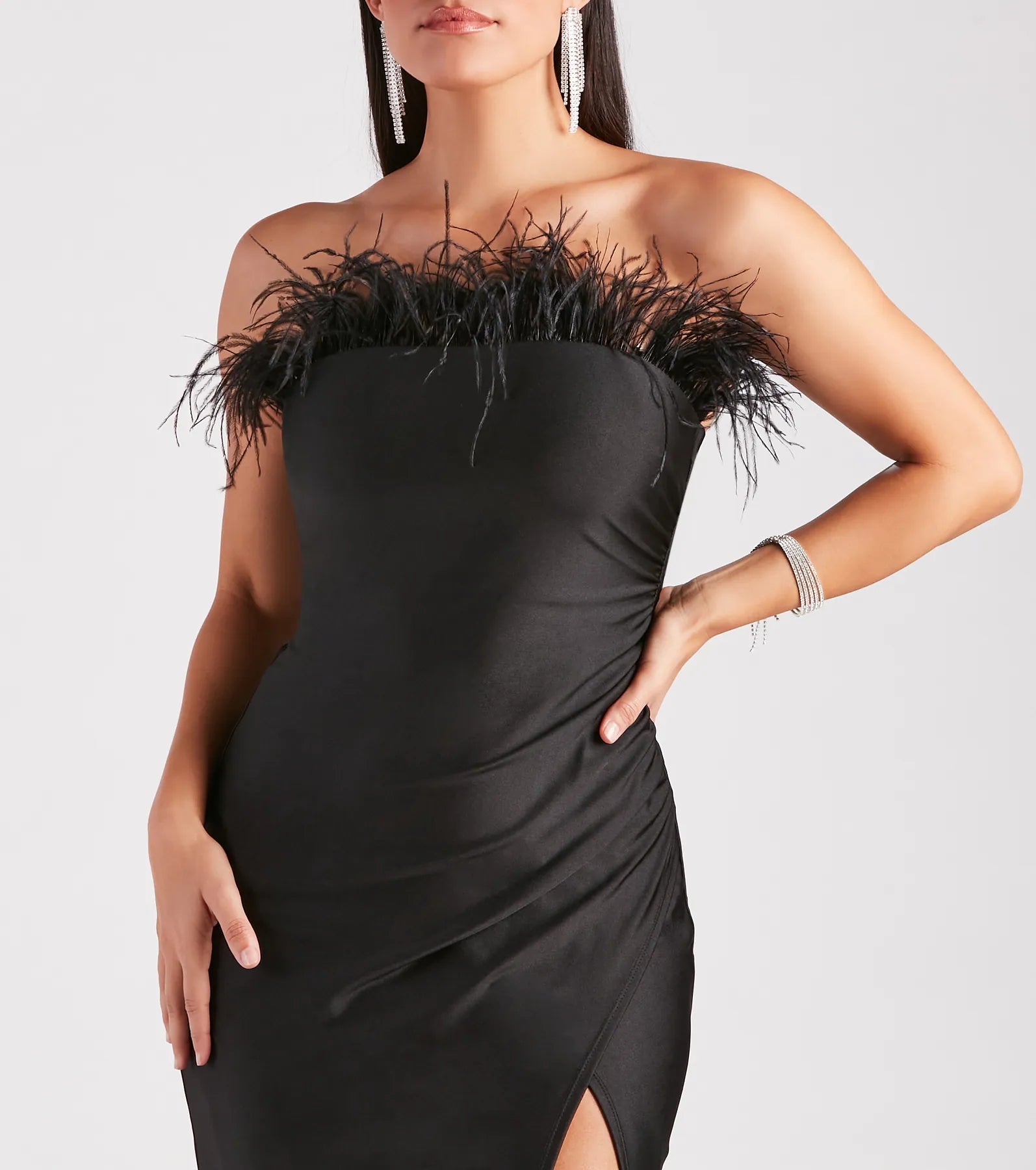 Blake Formal Strapless Feather Mermaid Dress - Image 4