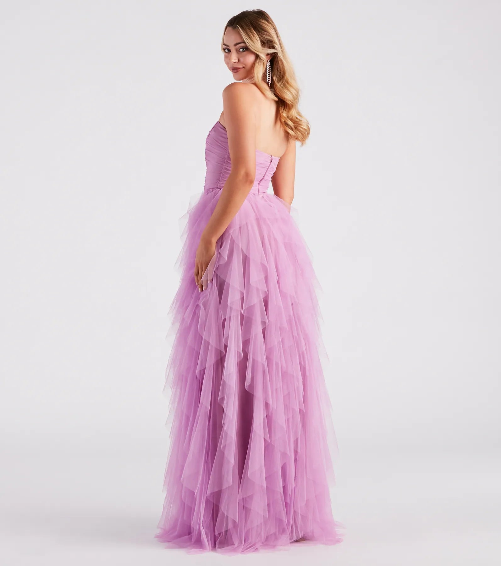 Ariana Strapless Ruffled Mesh Formal Dress - Image 2