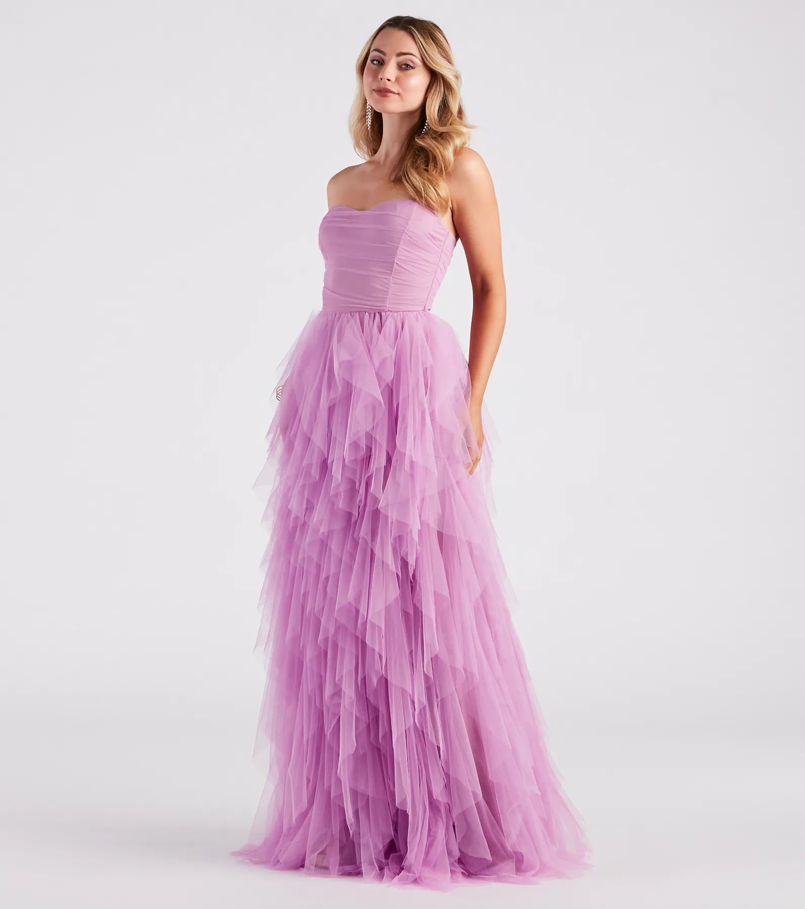 Ariana Strapless Ruffled Mesh Formal Dress - Image 3
