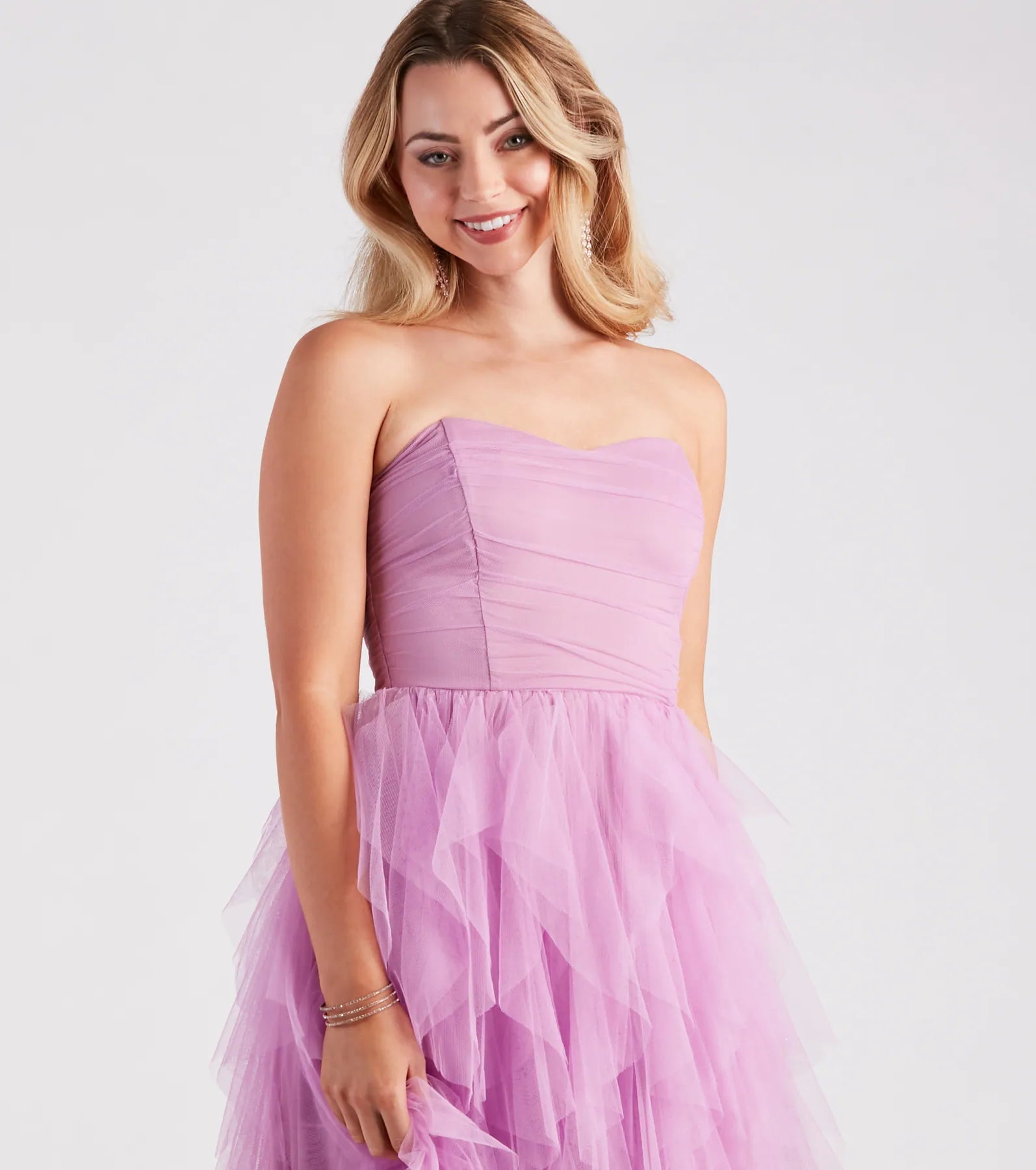 Ariana Strapless Ruffled Mesh Formal Dress - Image 4