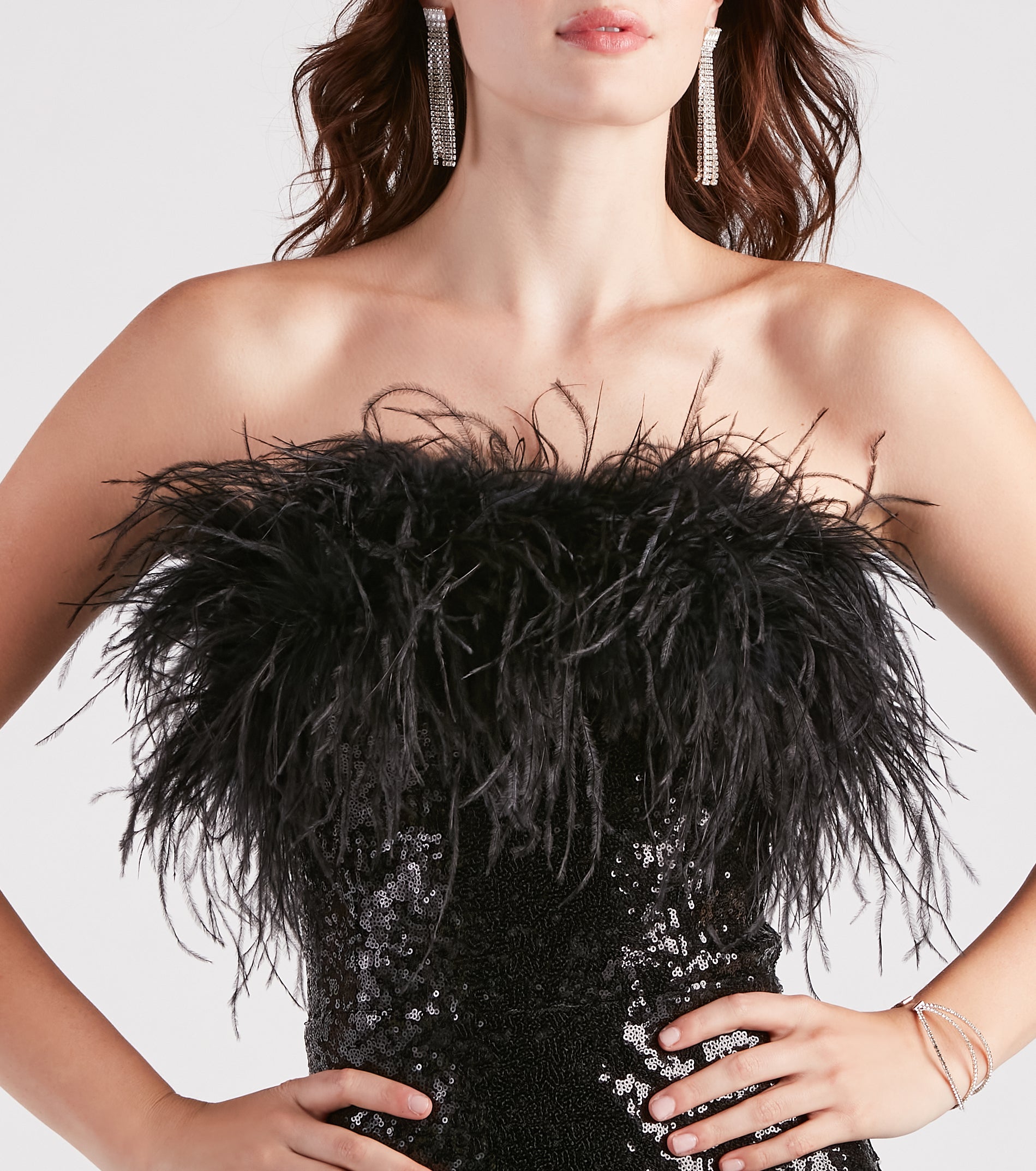 Zuri Formal Sequin Feather Mermaid Dress - Image 8